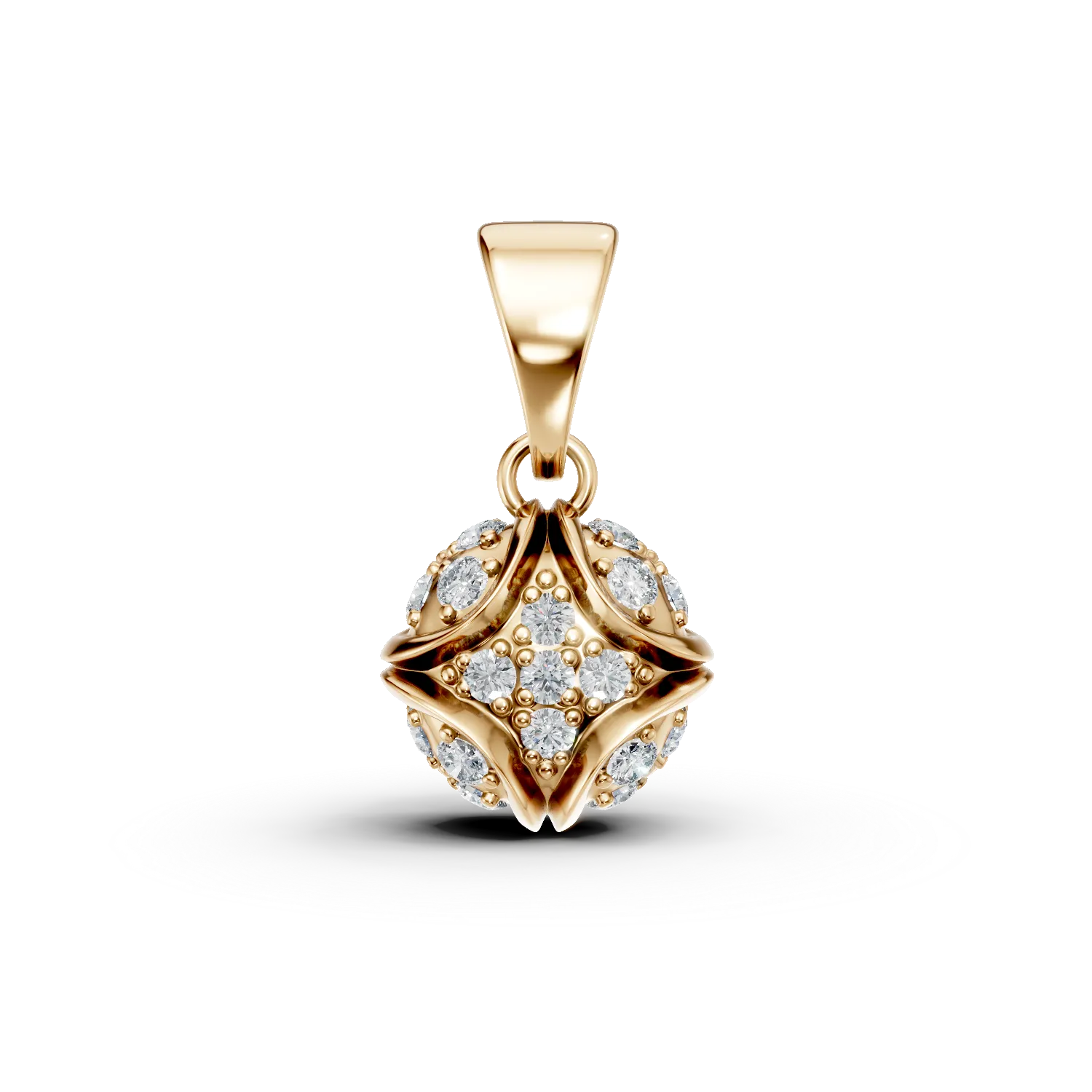 Pandantiv din aur galben cu diamante de 0.1ct create in laborator