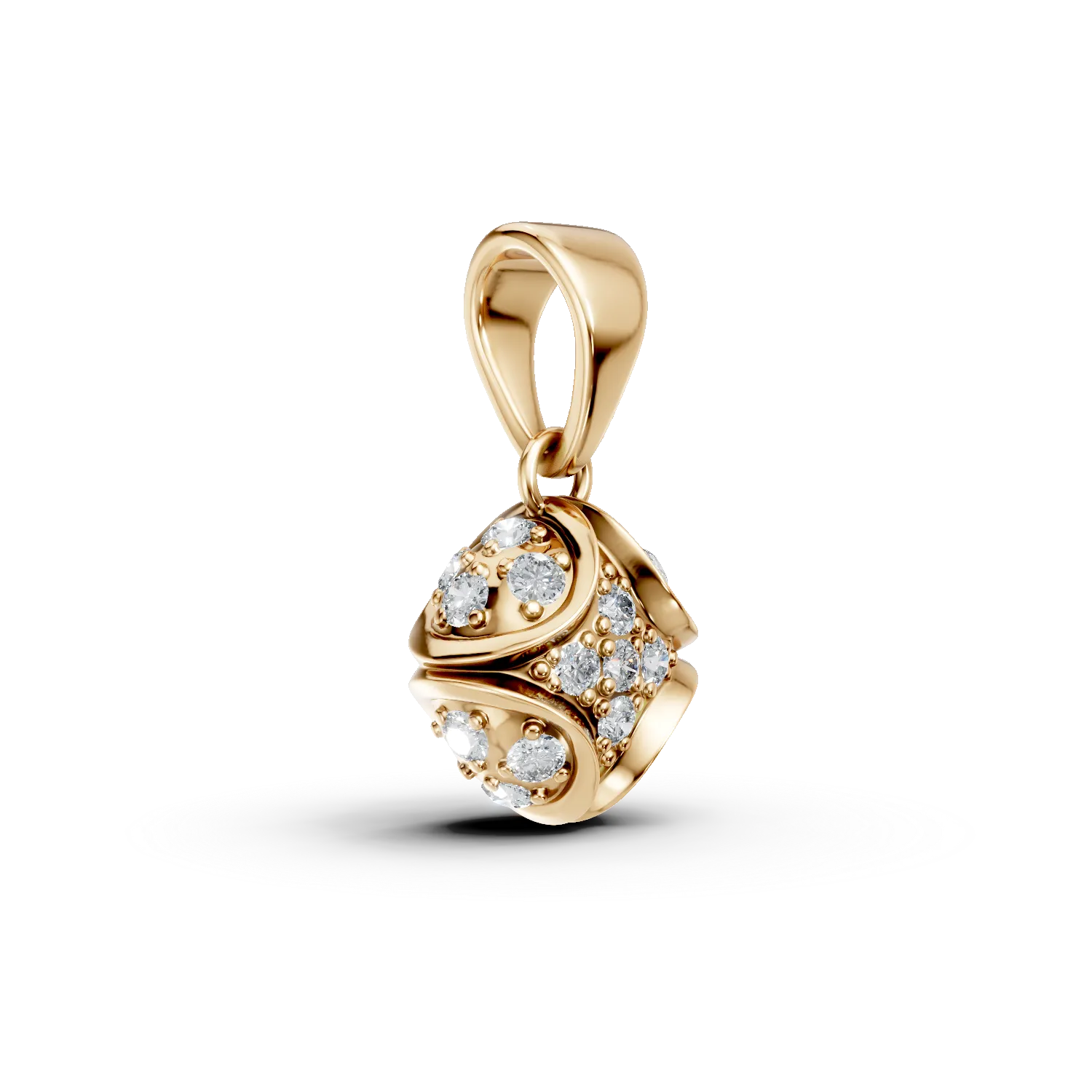 Pandantiv din aur galben cu diamante de 0.1ct create in laborator