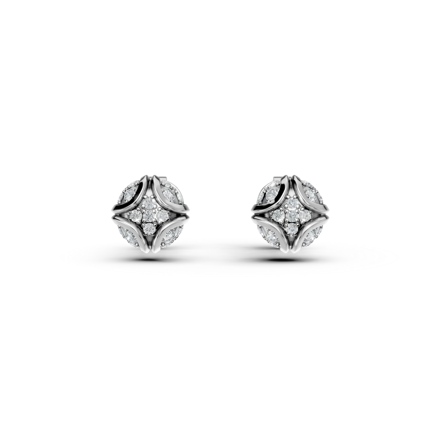 Cercei din aur alb cu diamante de 0.2ct create in laborator