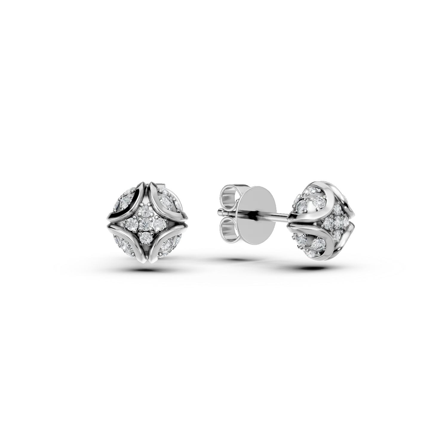 Cercei din aur alb cu diamante de 0.2ct create in laborator