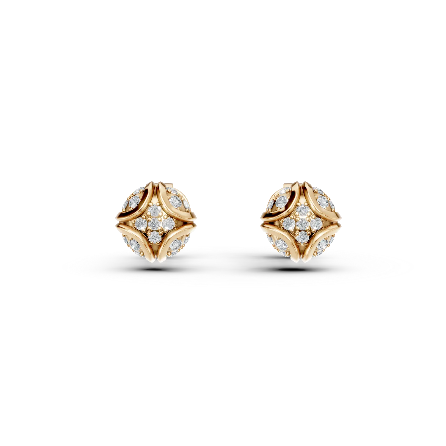 Cercei din aur galben cu diamante de 0.2ct create in laborator