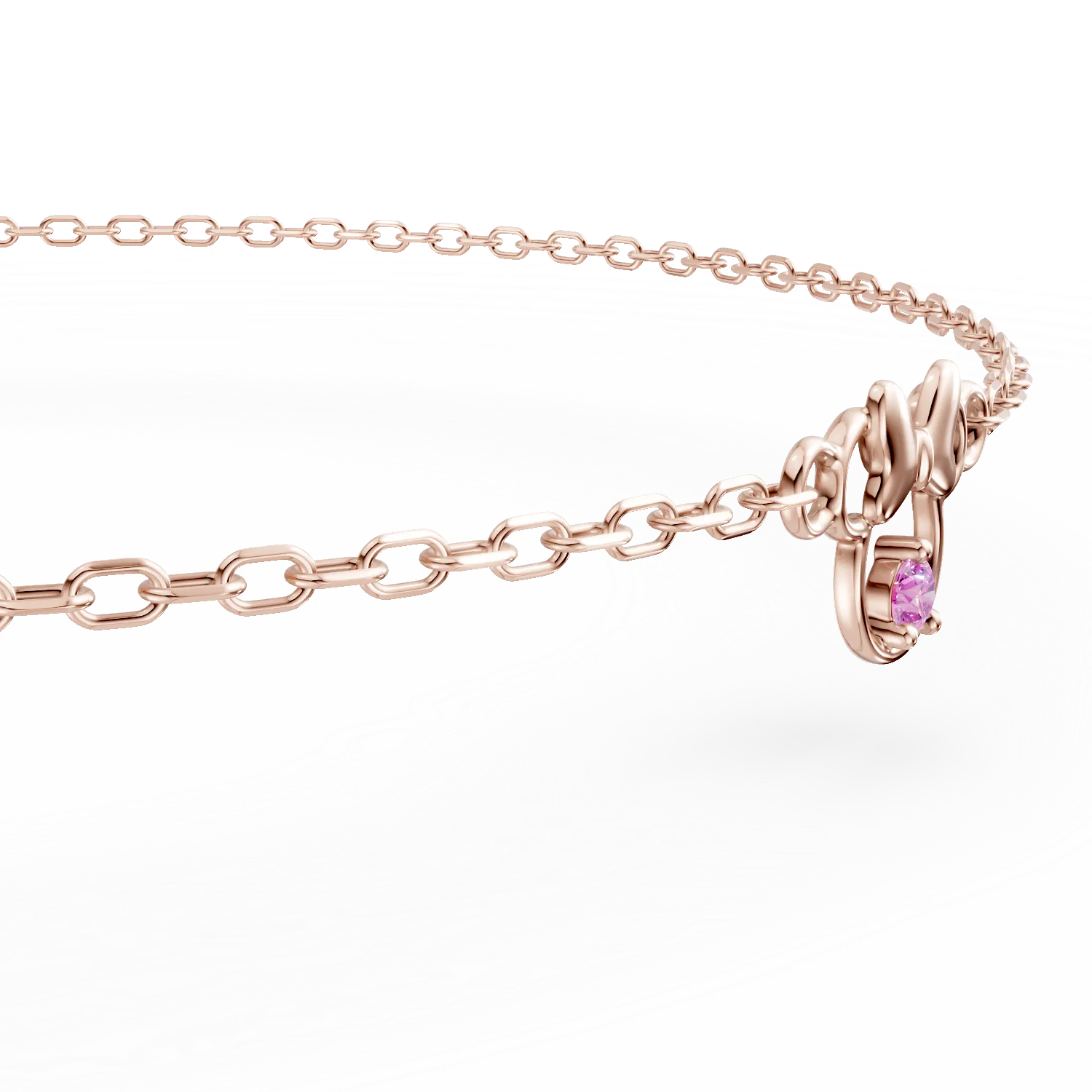 Bratara Minnie din aur roz cu safir roz de 0.02ct pentru copii