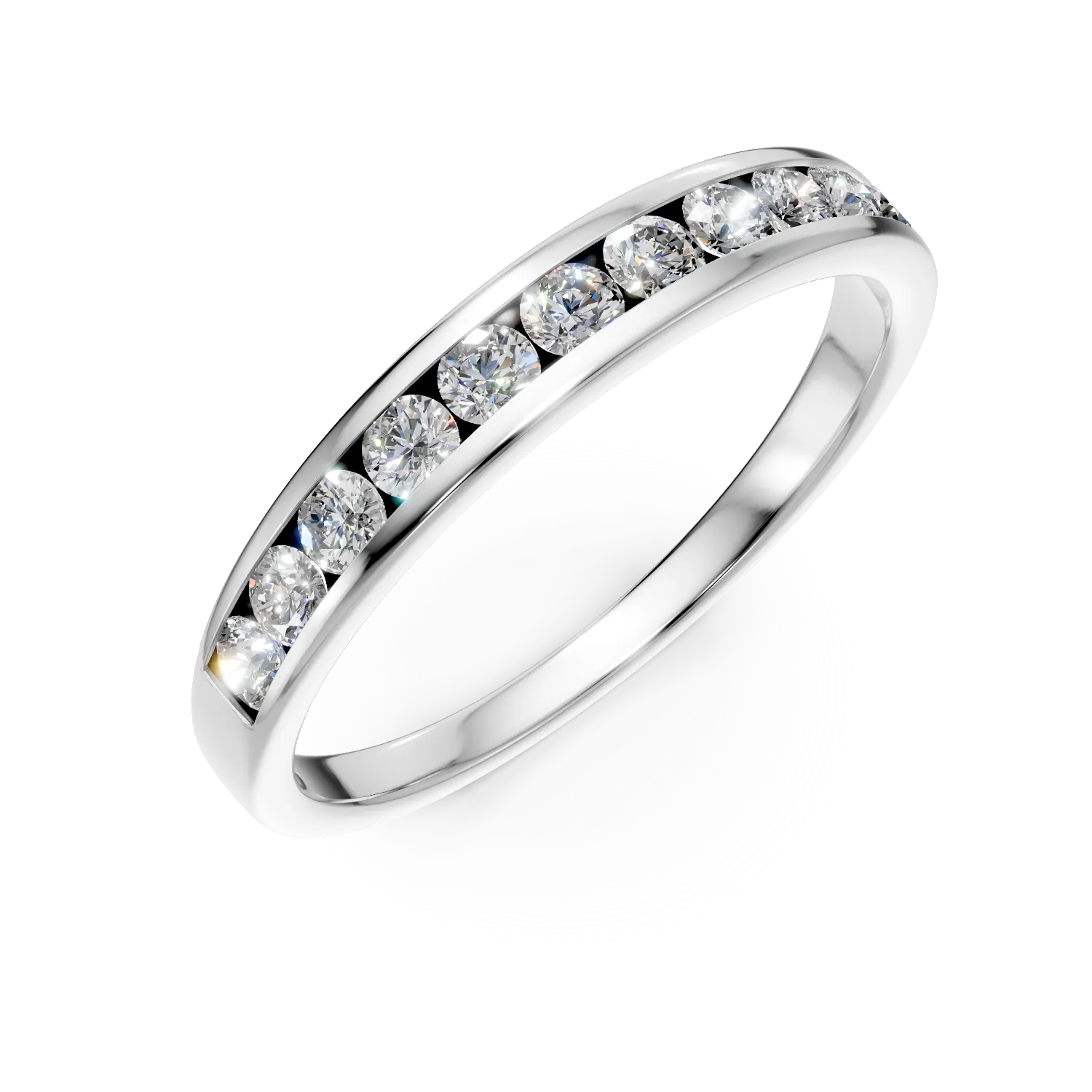 Inel semieternity din aur alb cu diamante de 0.7ct create in laborator