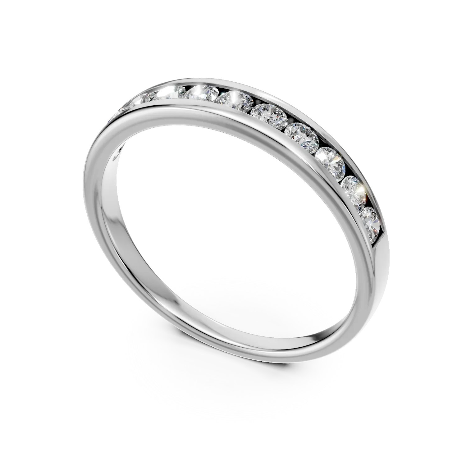 Inel semieternity din aur alb cu diamante de 0.7ct create in laborator