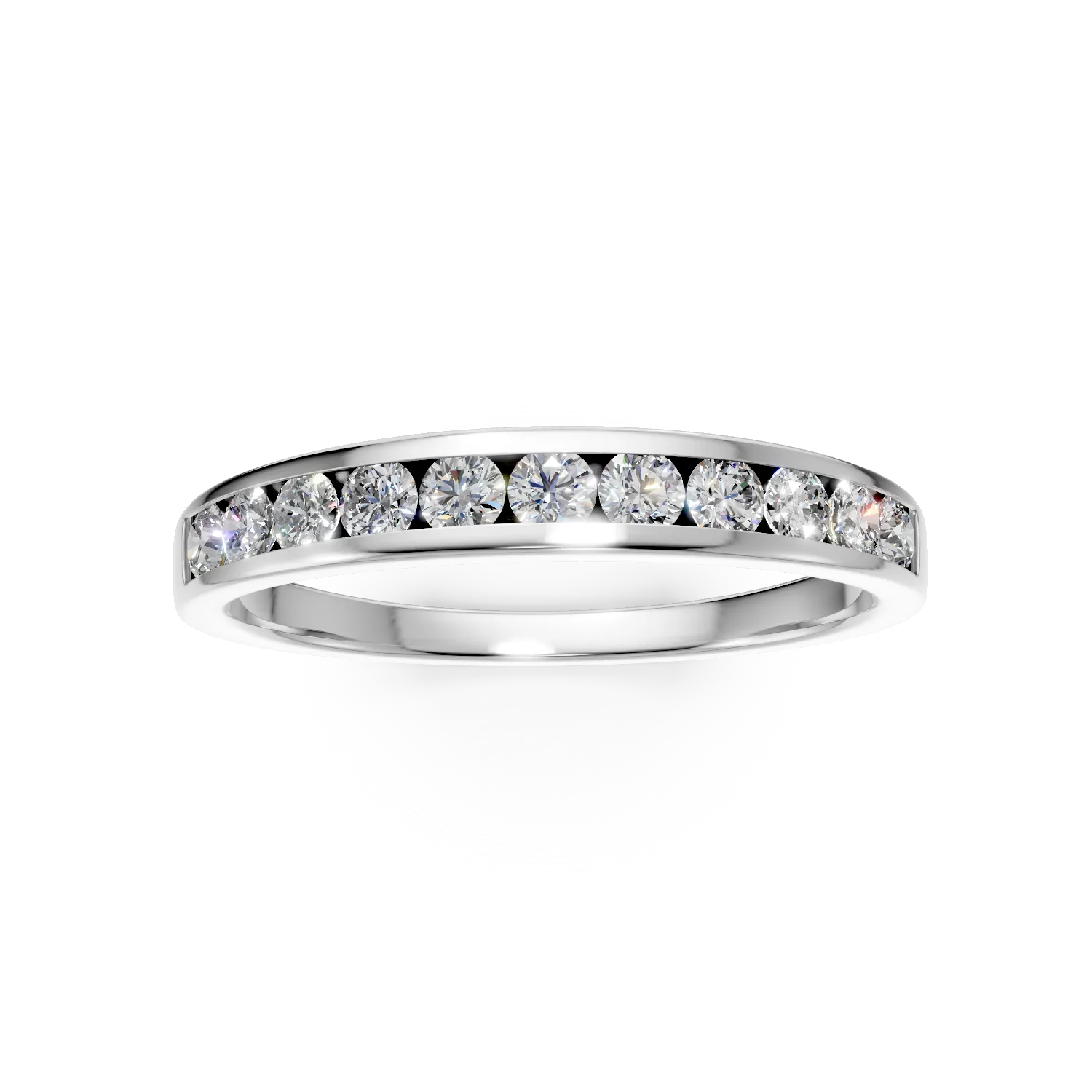 Inel semieternity din aur alb cu diamante de 0.7ct create in laborator