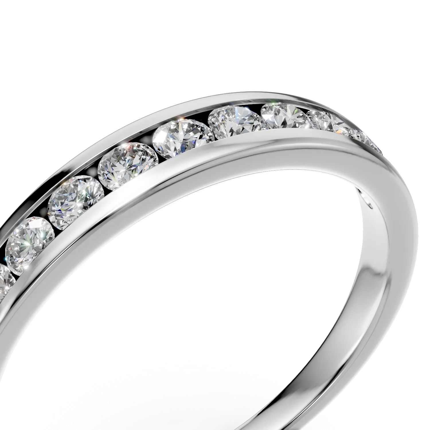 Inel semieternity din aur alb cu diamante de 0.7ct create in laborator
