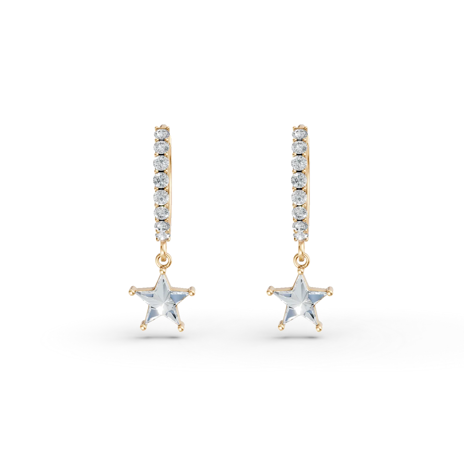 Cercei cu stelute din aur galben cu zirconii