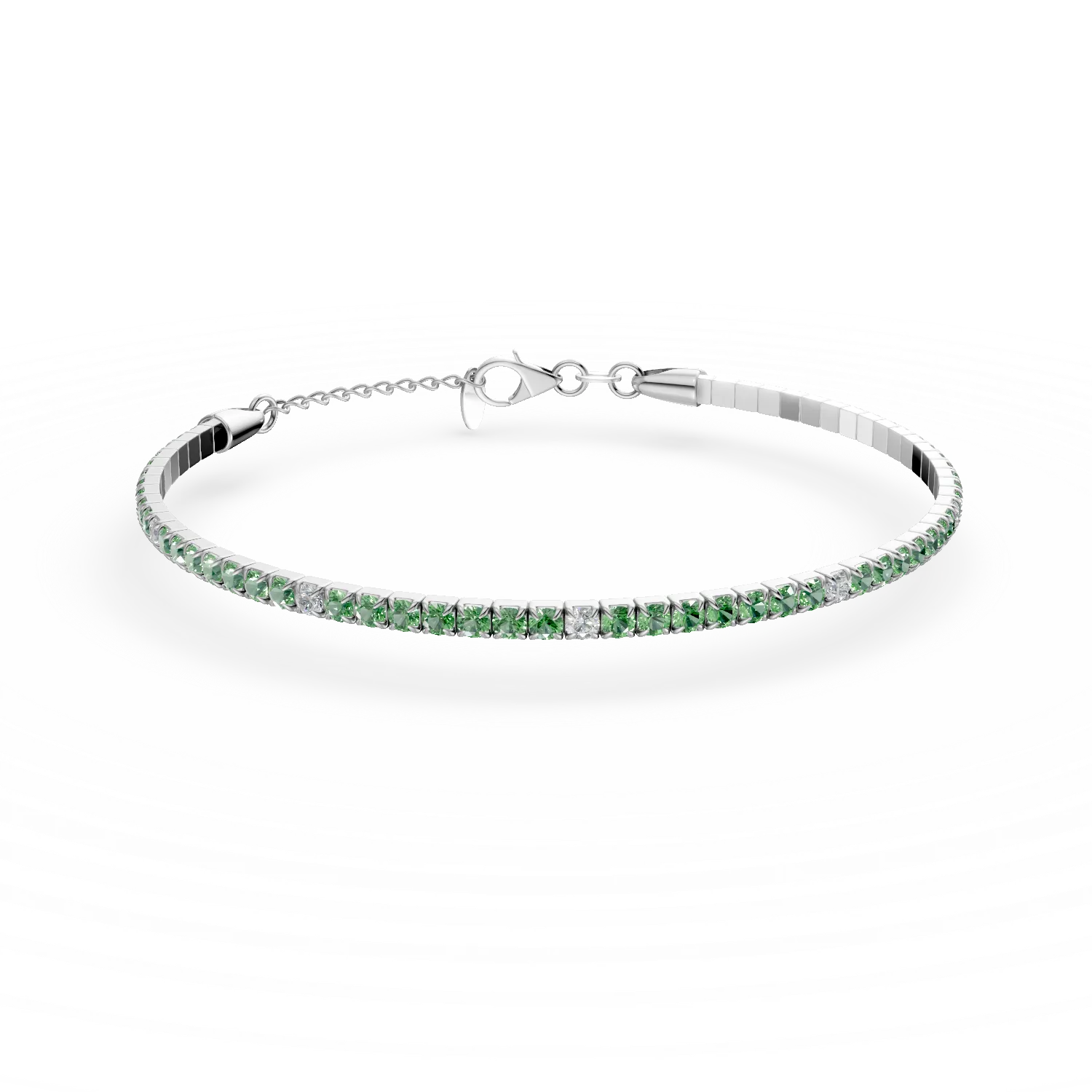 Bratara tennis din argint cu zirconii albe si verzi - imagine 6