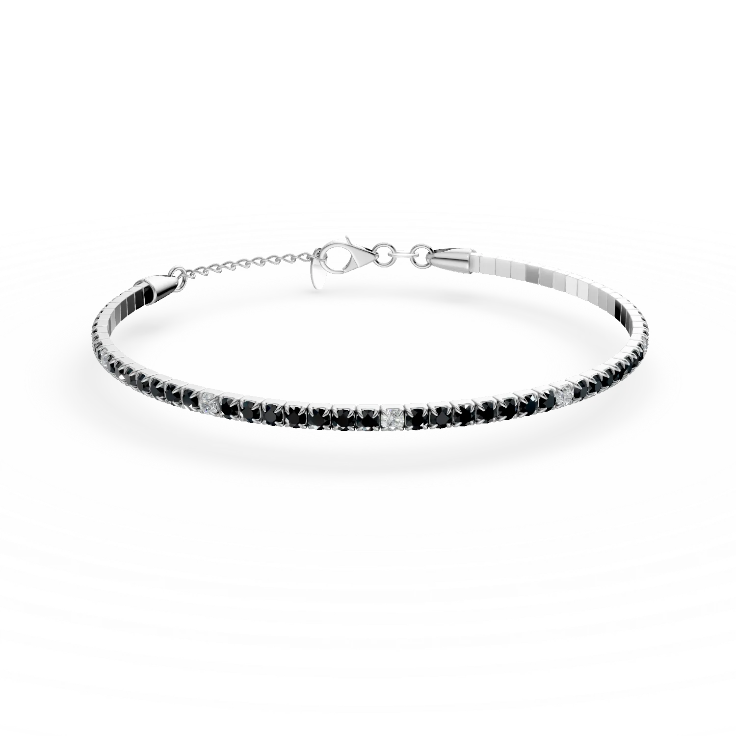 Bratara tennis din argint cu zirconii albe si negre