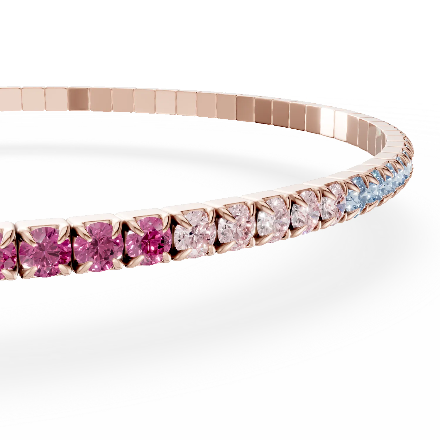 Bratara tennis din argint roz cu zirconii multicolore