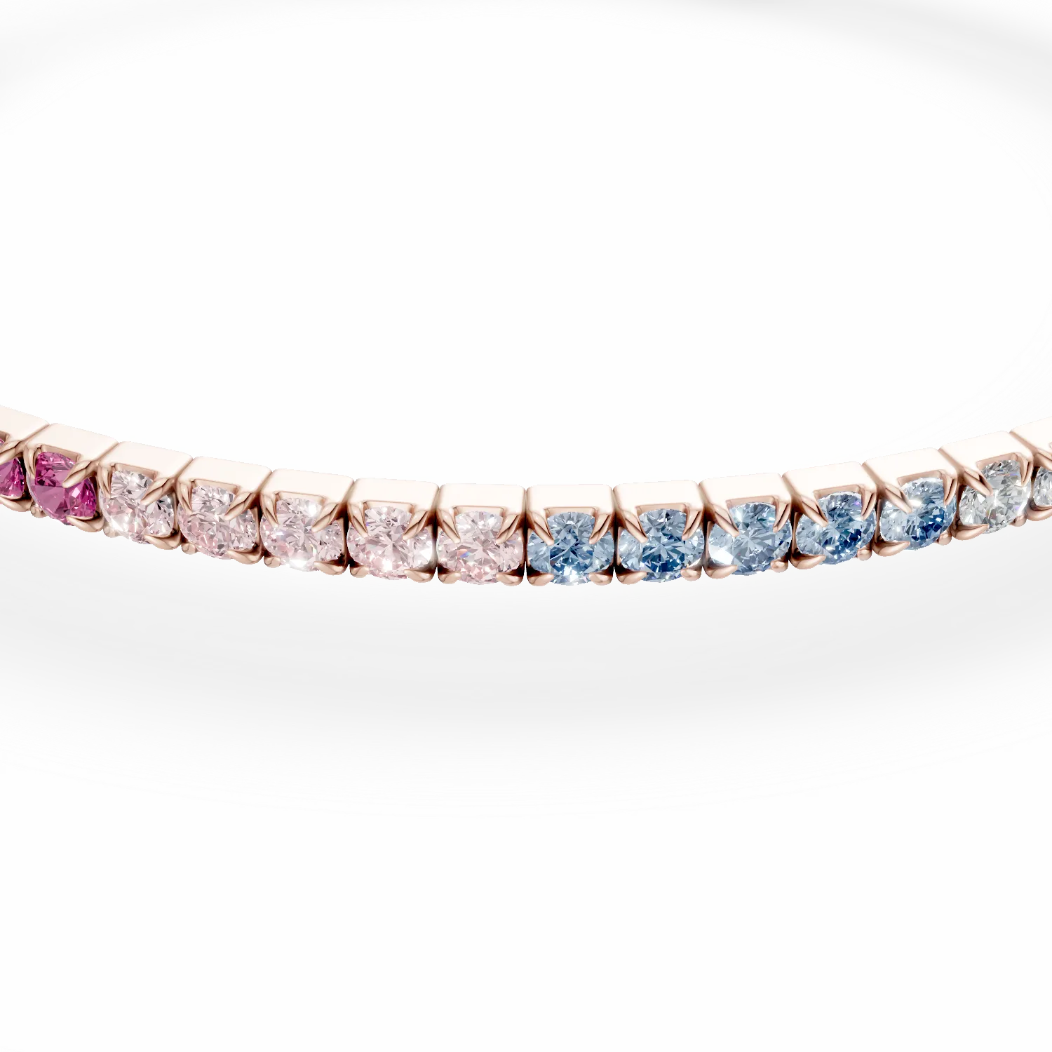 Bratara tennis din argint roz cu zirconii multicolore