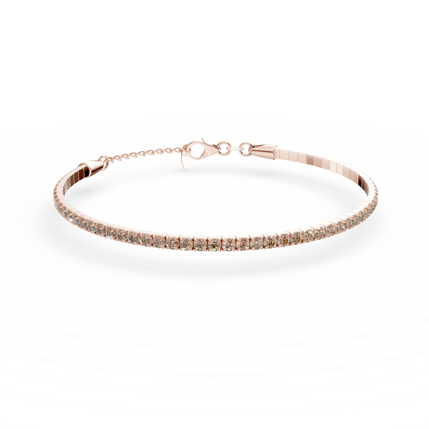 Bratara tennis din argint roz cu zirconii champagne