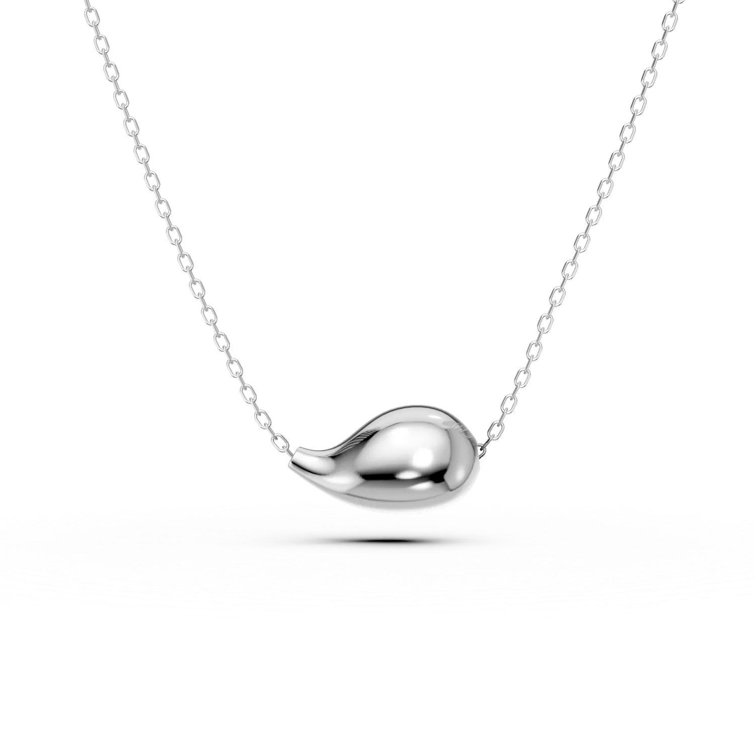 Lant cu pandantiv lacrima din aur alb - imagine 6