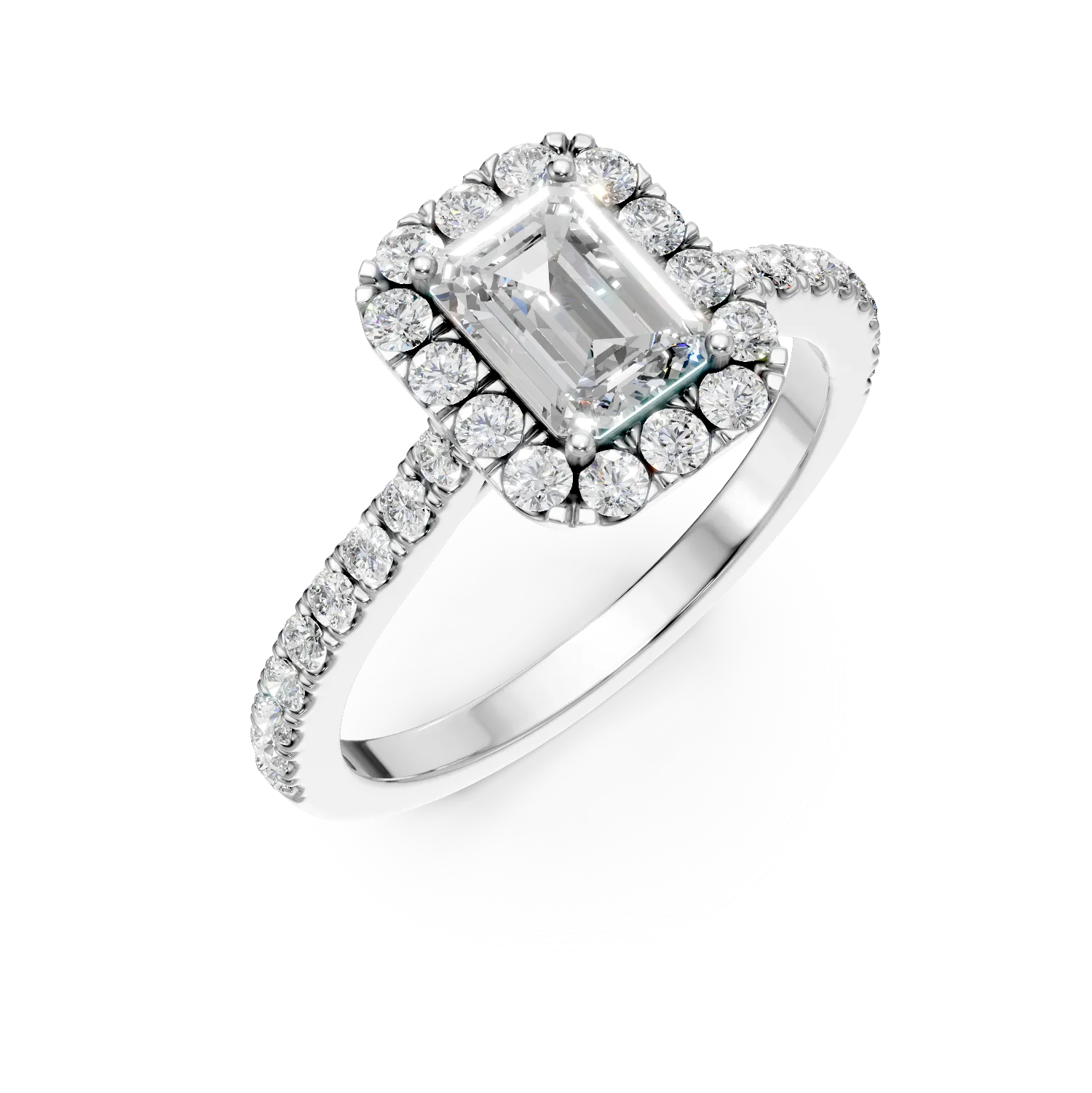 Inel din aur alb cu diamante de 1.1ct create in laborator