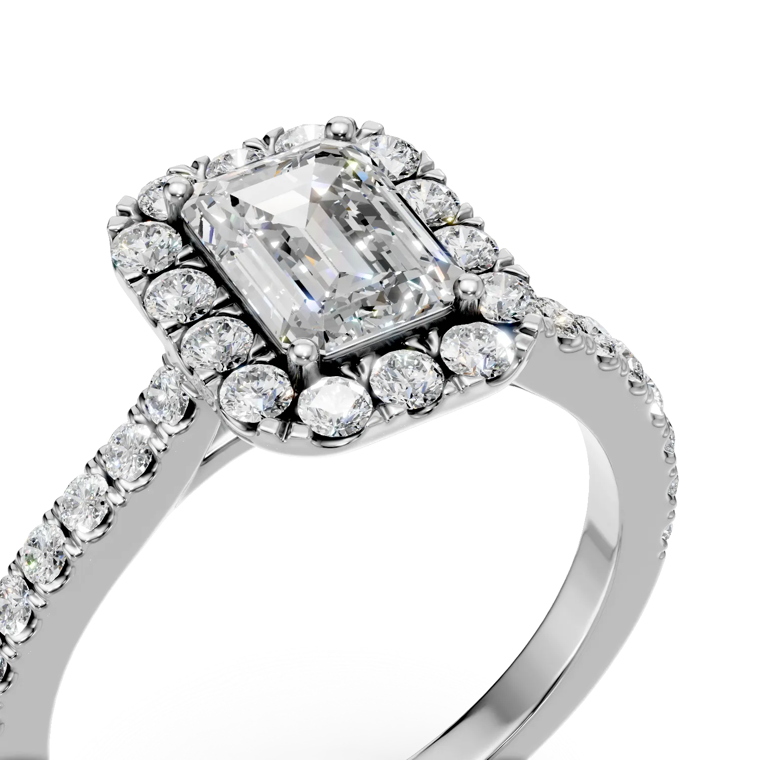 Inel din aur alb cu diamante de 1.1ct create in laborator
