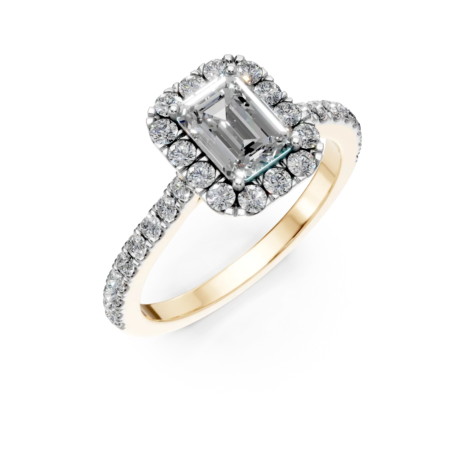 Inel din aur galben cu diamante de 1.1ct create in laborator