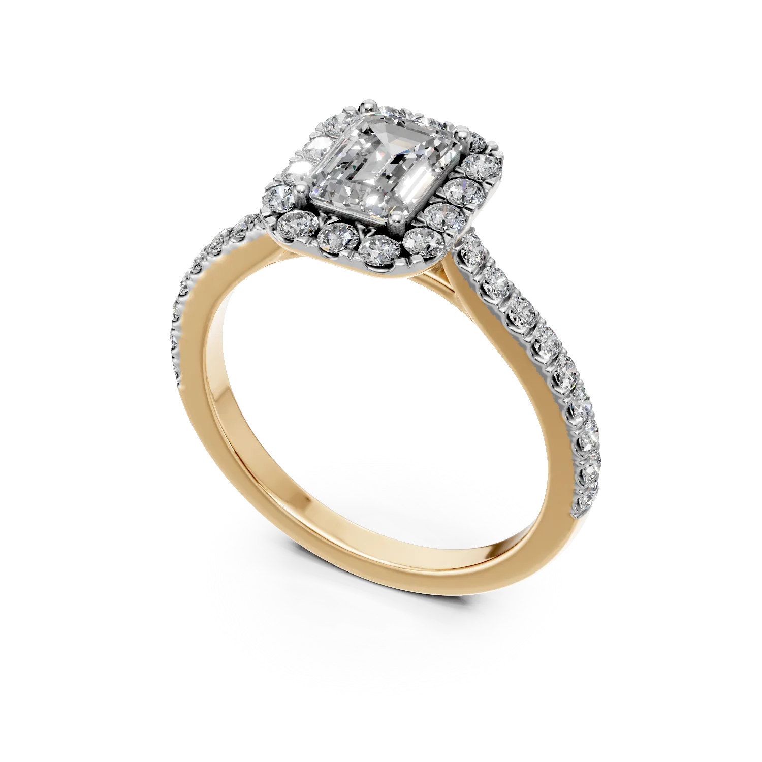Inel din aur galben cu diamante de 1.1ct create in laborator