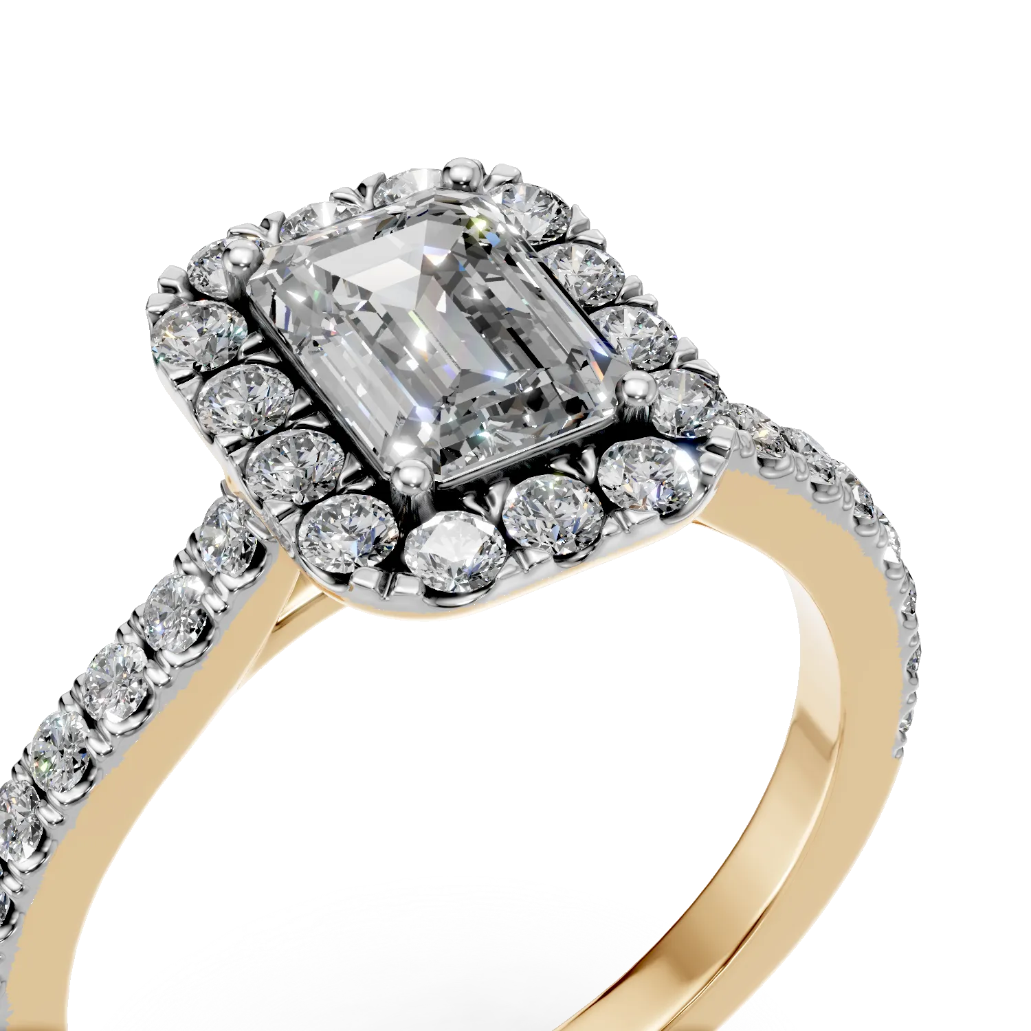 Inel din aur galben cu diamante de 1.1ct create in laborator