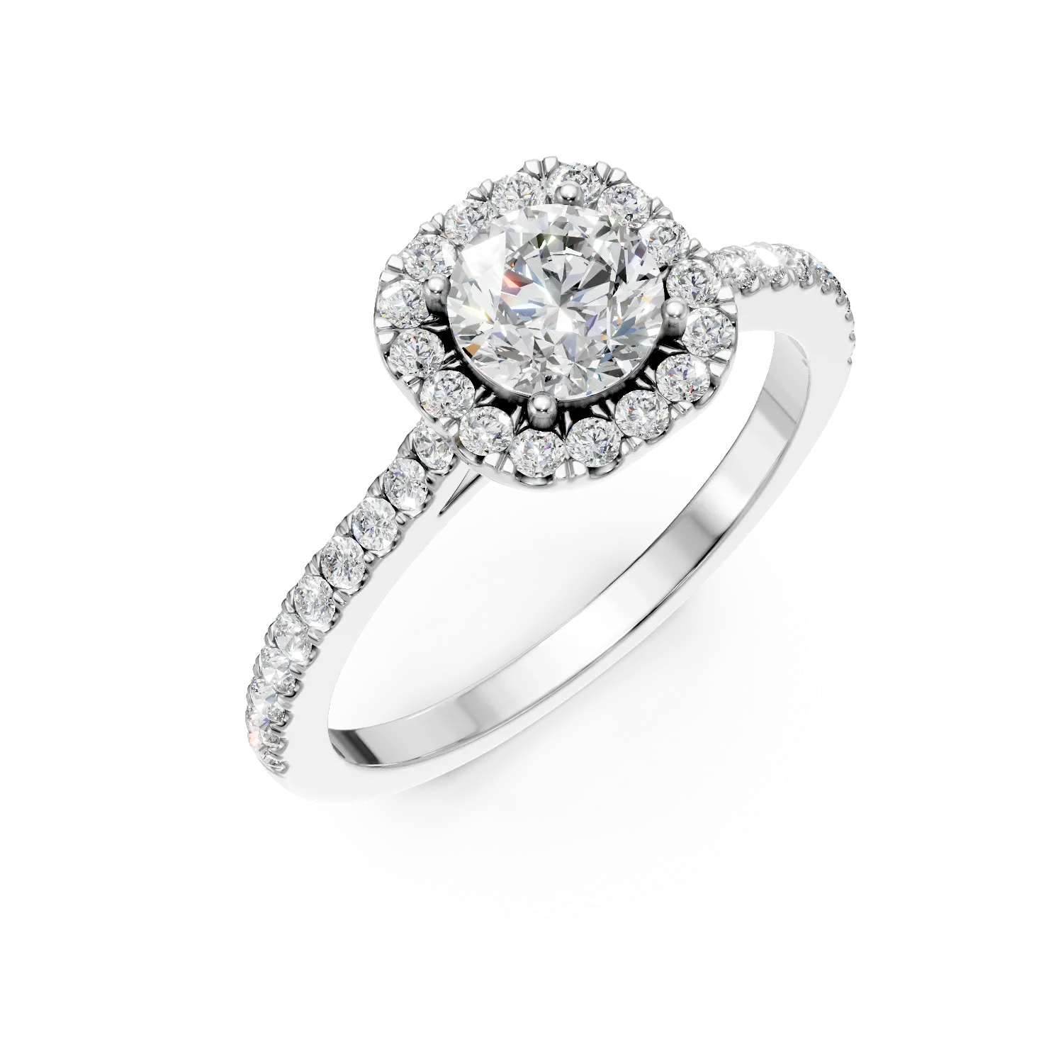 Inel din aur alb cu diamante de 0.7ct create in laborator