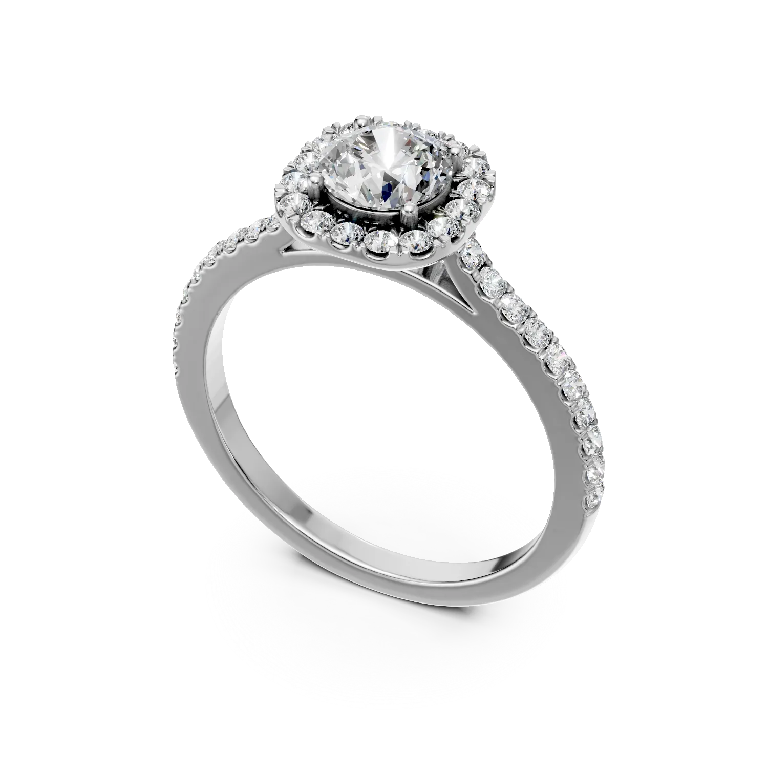 Inel din aur alb cu diamante de 0.8ct create in laborator
