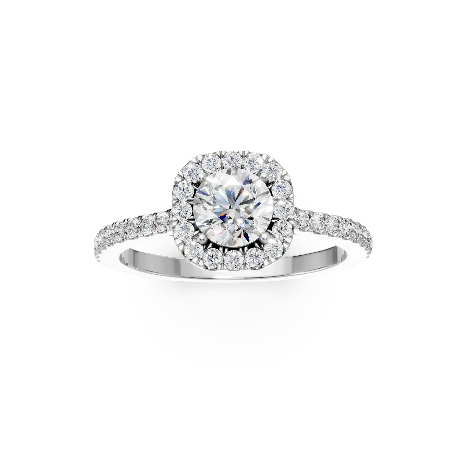 Inel din aur alb cu diamante de 0.8ct create in laborator
