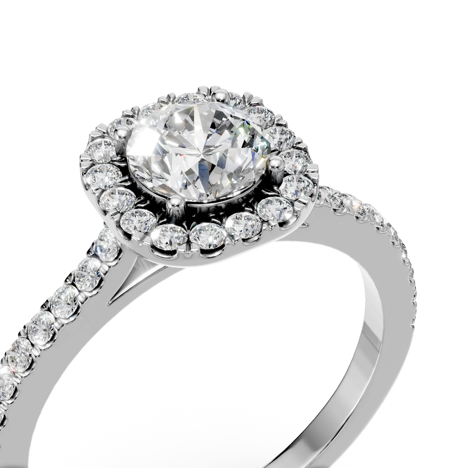 Inel din aur alb cu diamante de 0.8ct create in laborator
