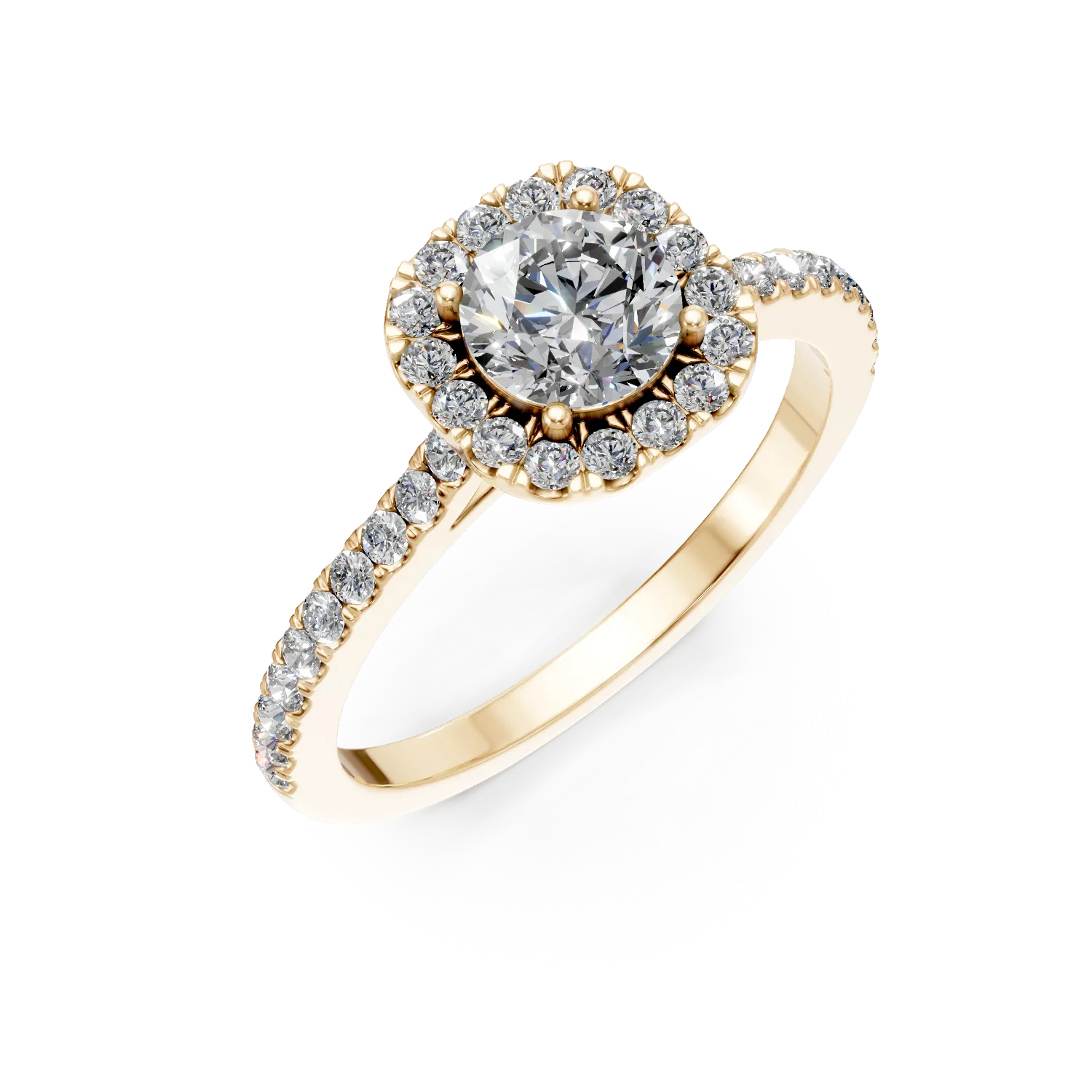 Inel din aur galben cu diamante de 0.7ct create in laborator