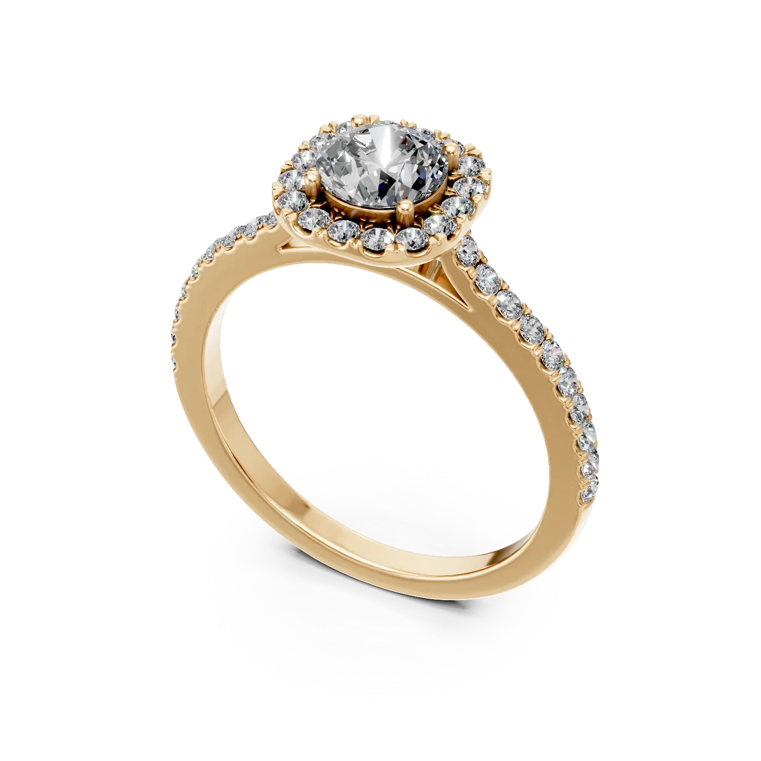 Inel din aur galben cu diamante de 0.7ct create in laborator