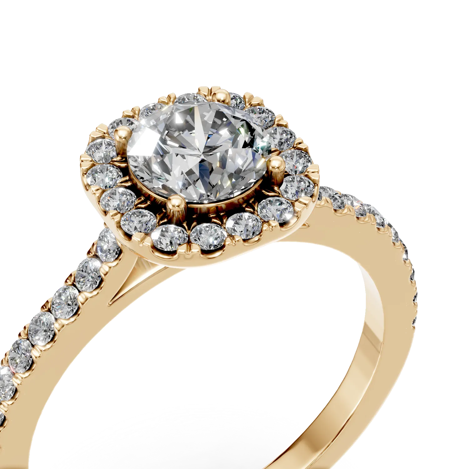 Inel din aur galben cu diamante de 0.7ct create in laborator