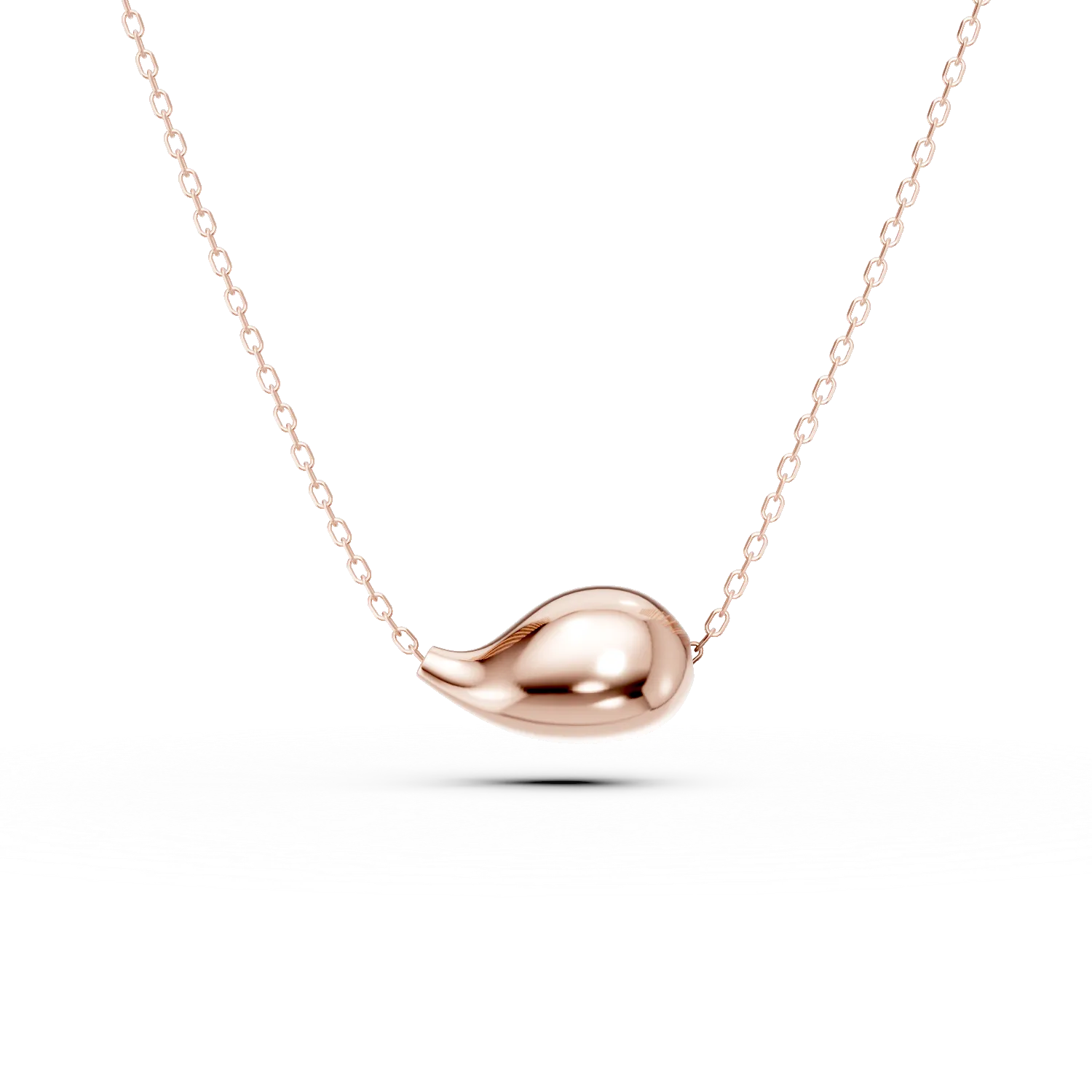 Lant cu pandantiv lacrima din aur roz