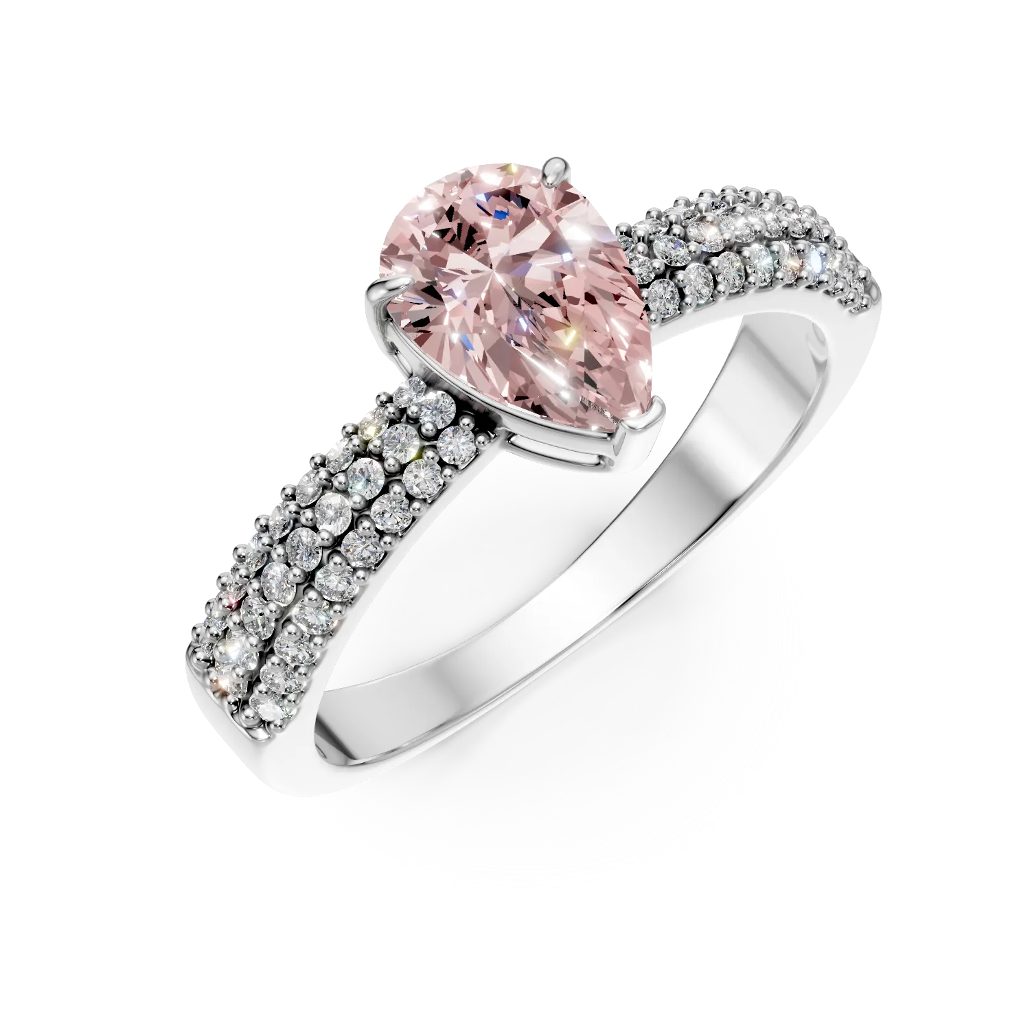 Inel din argint cu zirconii roz si incolore