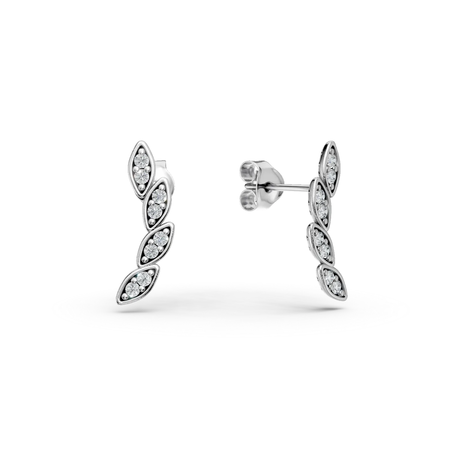 Cercei frunze din argint cu zirconii