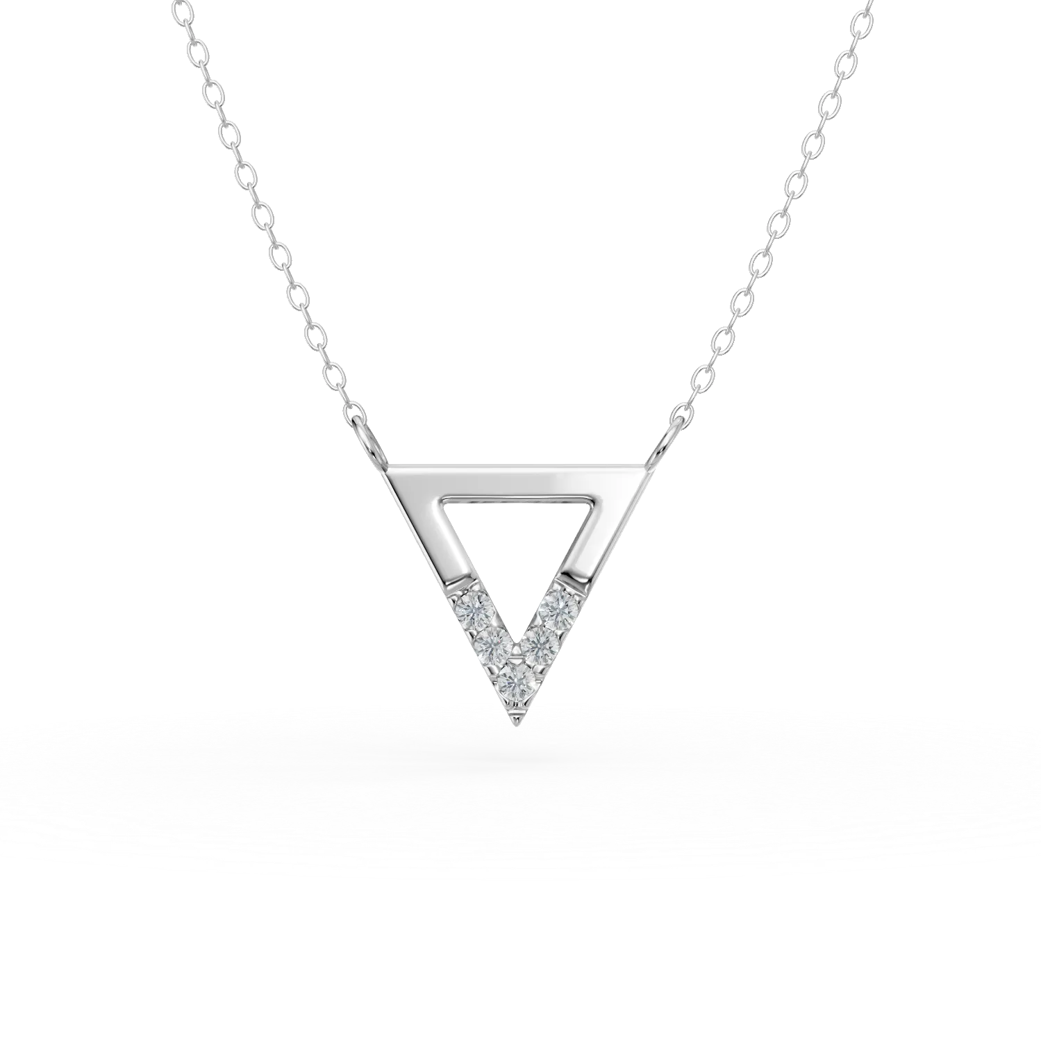 Lant cu pandantiv triunghiular din argint cu zirconii