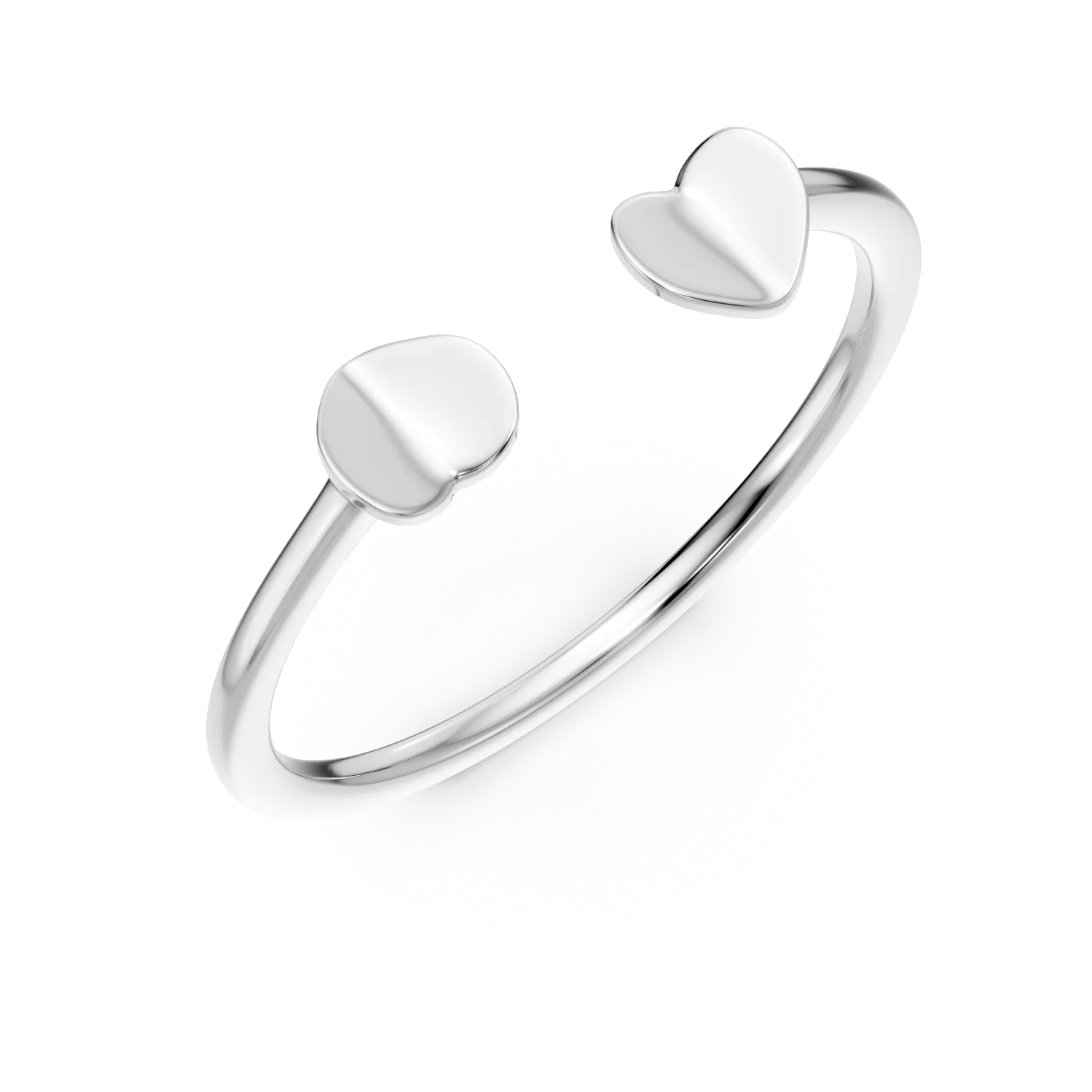 Inel deschis cu inimi din argint