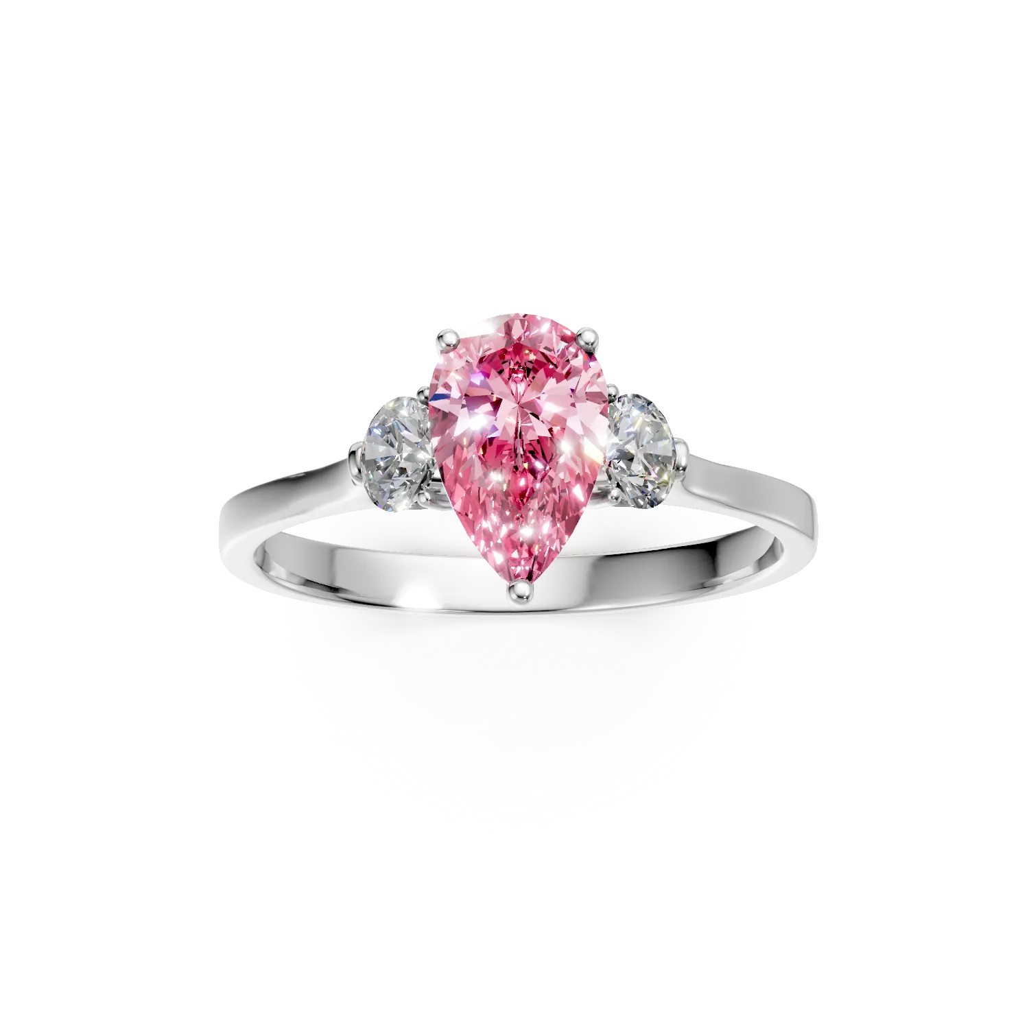 Inel de logodna din aur alb cu diamante roz si incolore de 1.4ct create in laborator