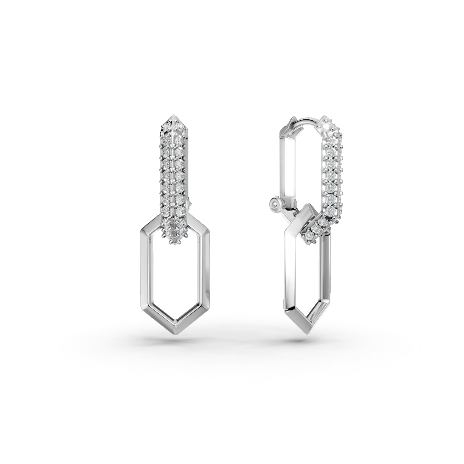 Cercei geometrici din argint cu zirconii