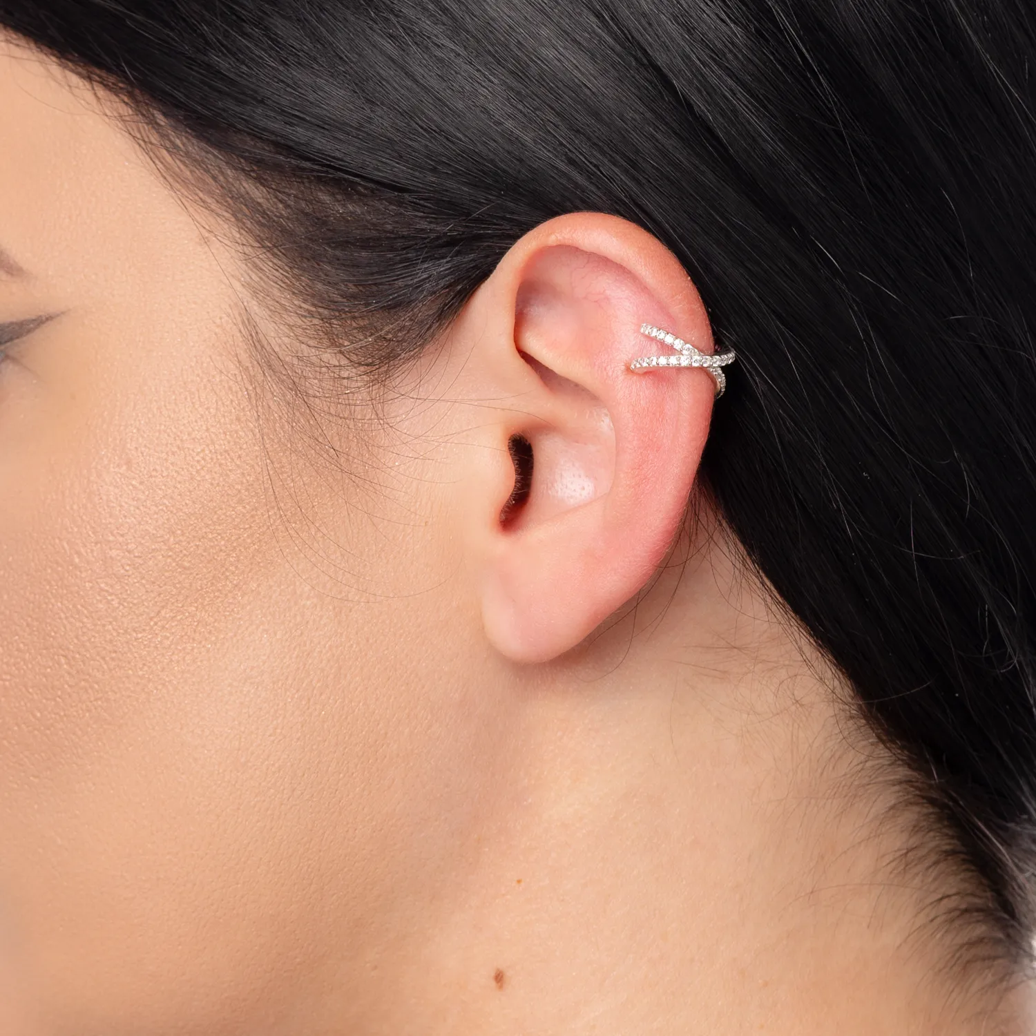 Cercel ear cuff din argint cu zirconii