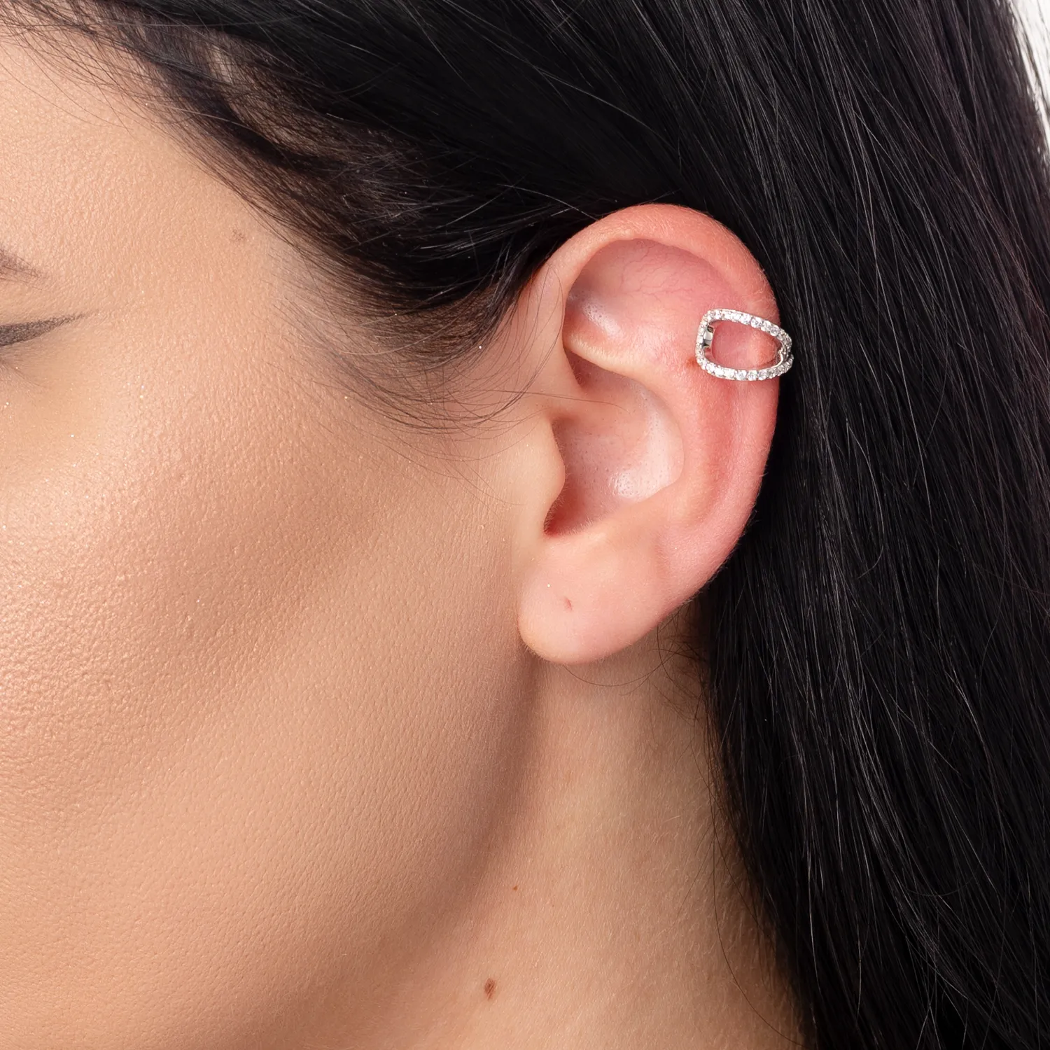 Cercel ear cuff din argint cu zirconii