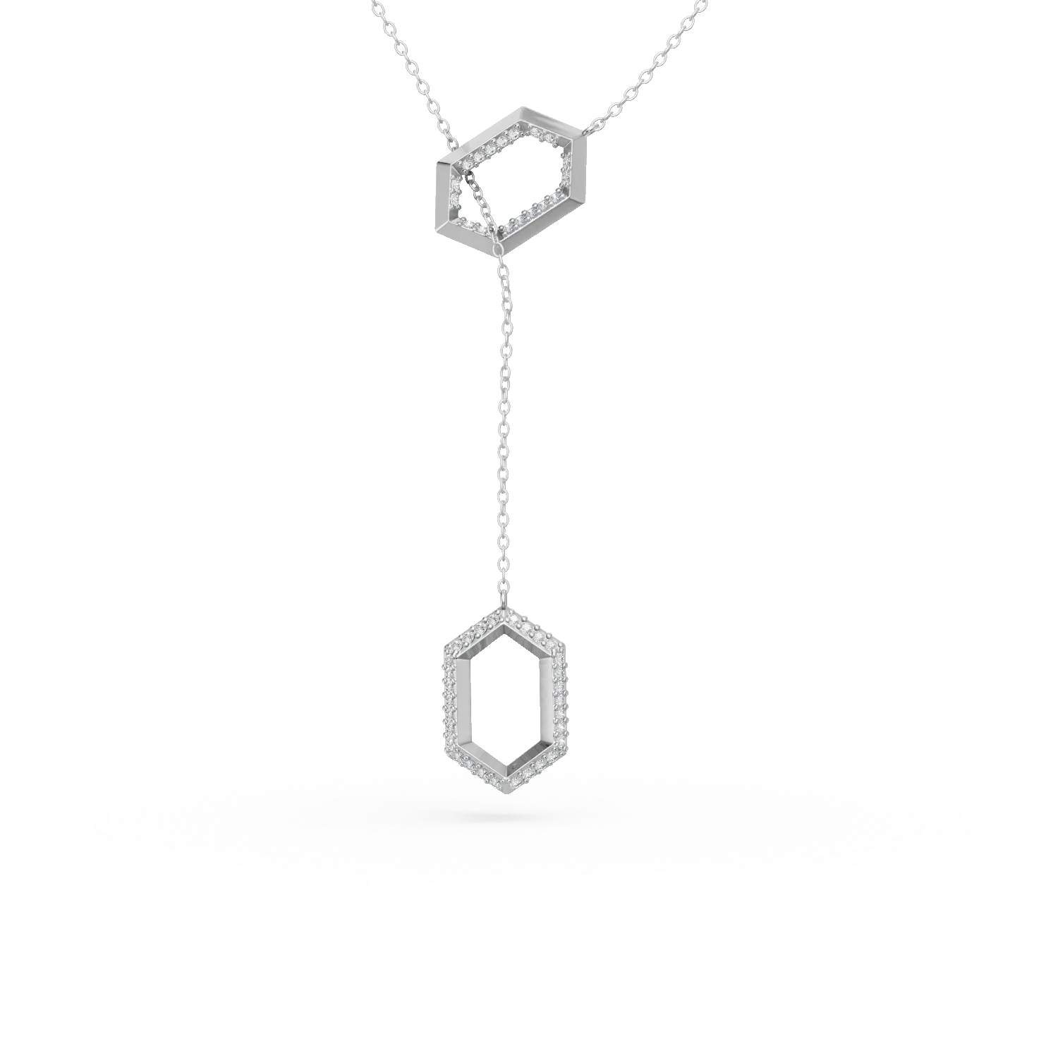 Lant cu pandantive geometrice din argint cu zirconii