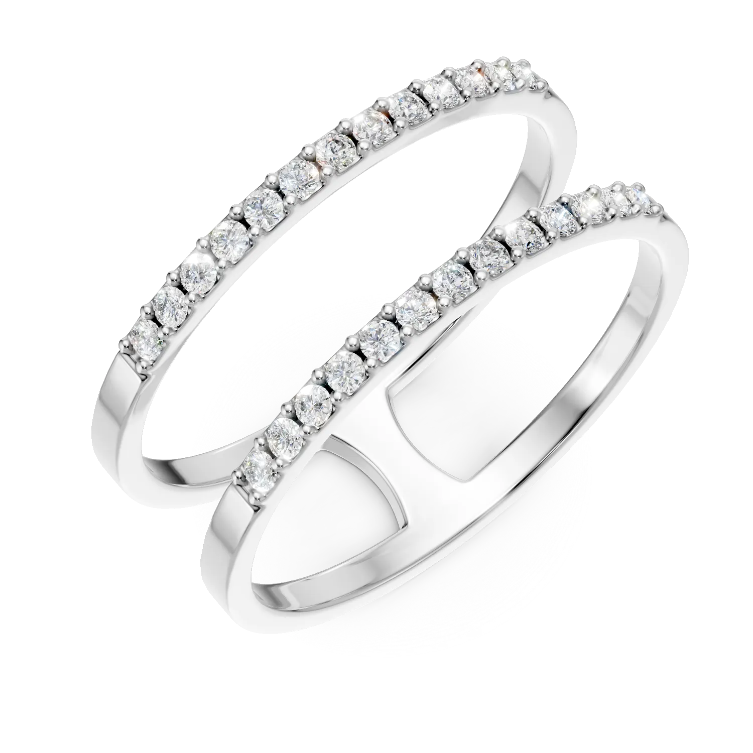 Inel dublu din argint cu zirconii