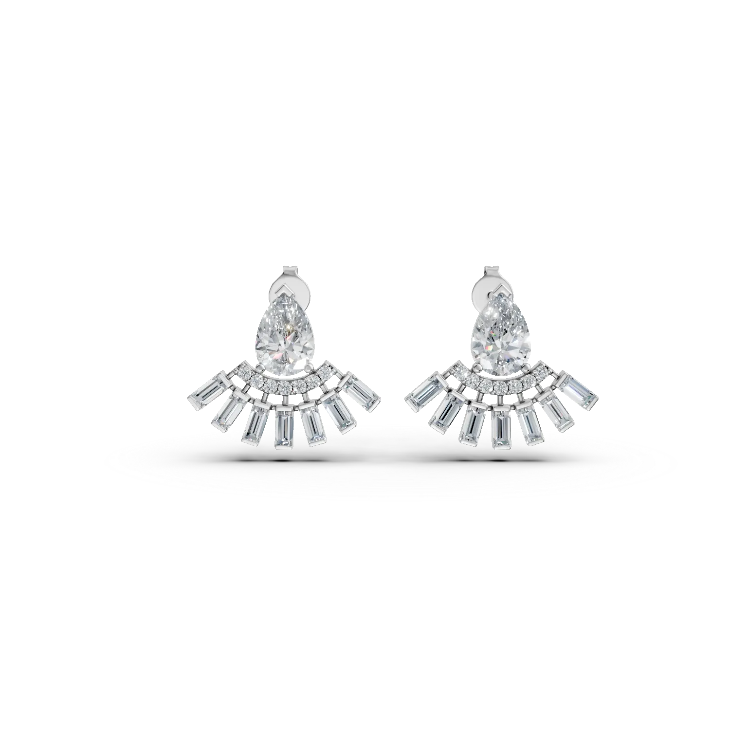 Cercei geometrici din argint cu zirconii