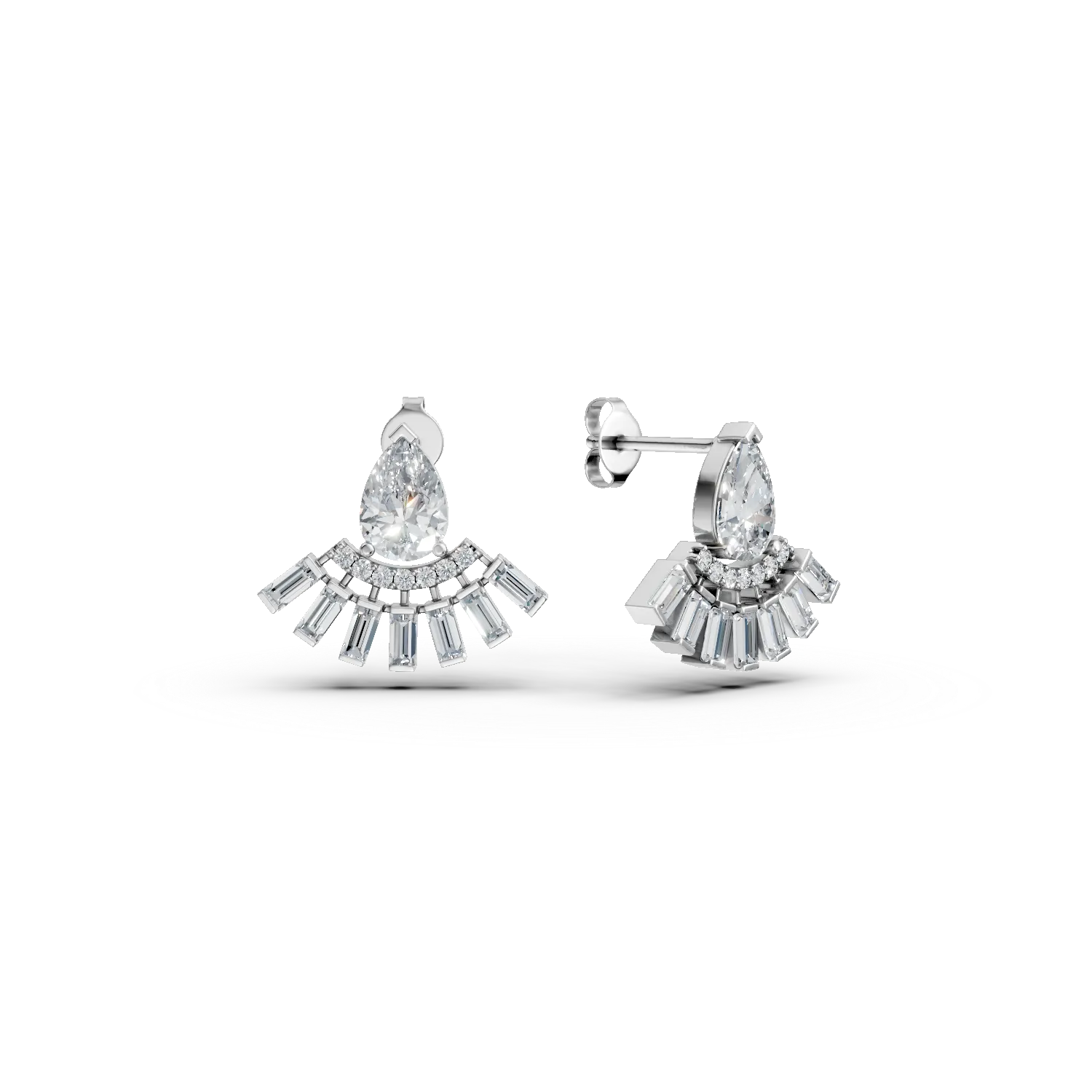 Cercei geometrici din argint cu zirconii