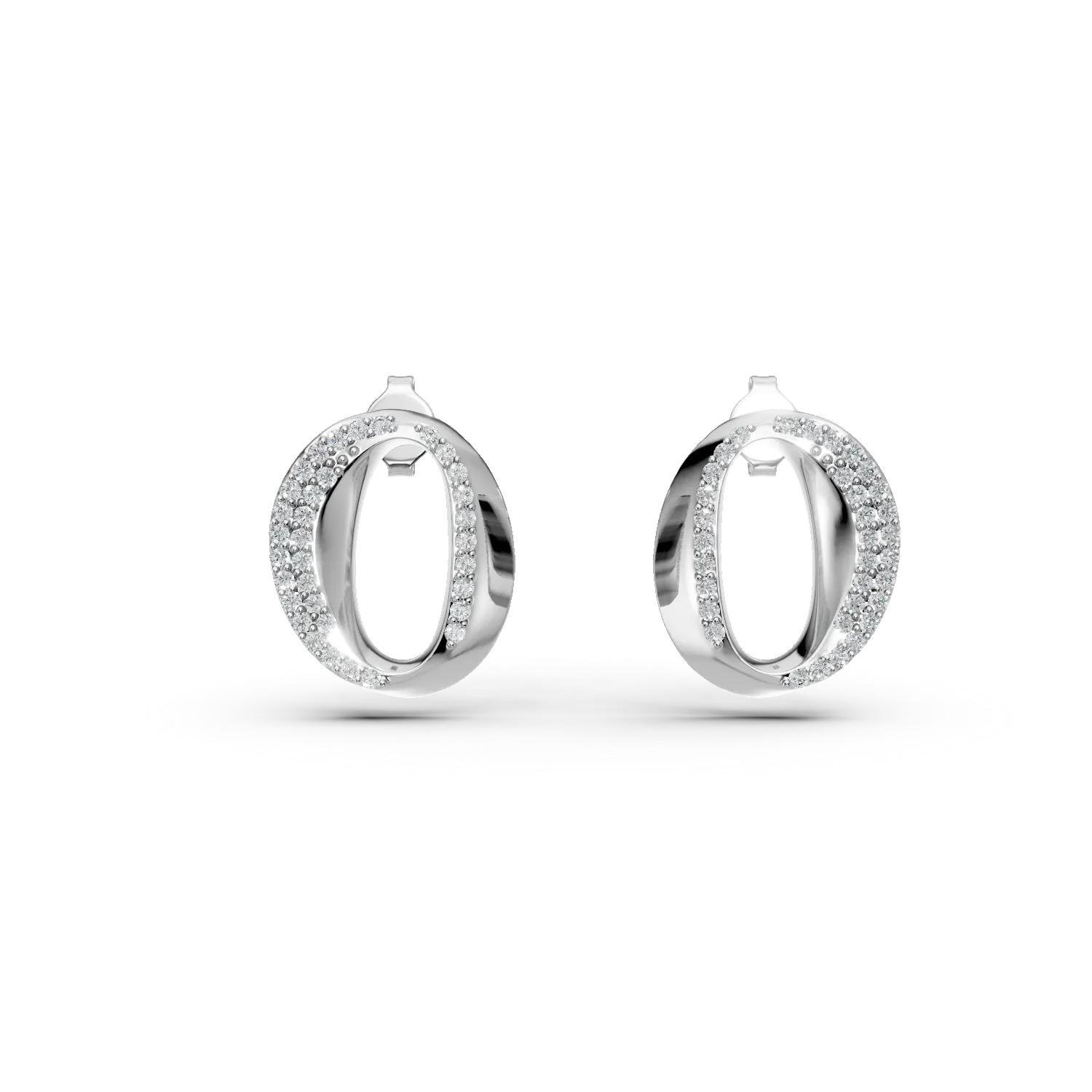 Cercei ovali din argint cu zirconii