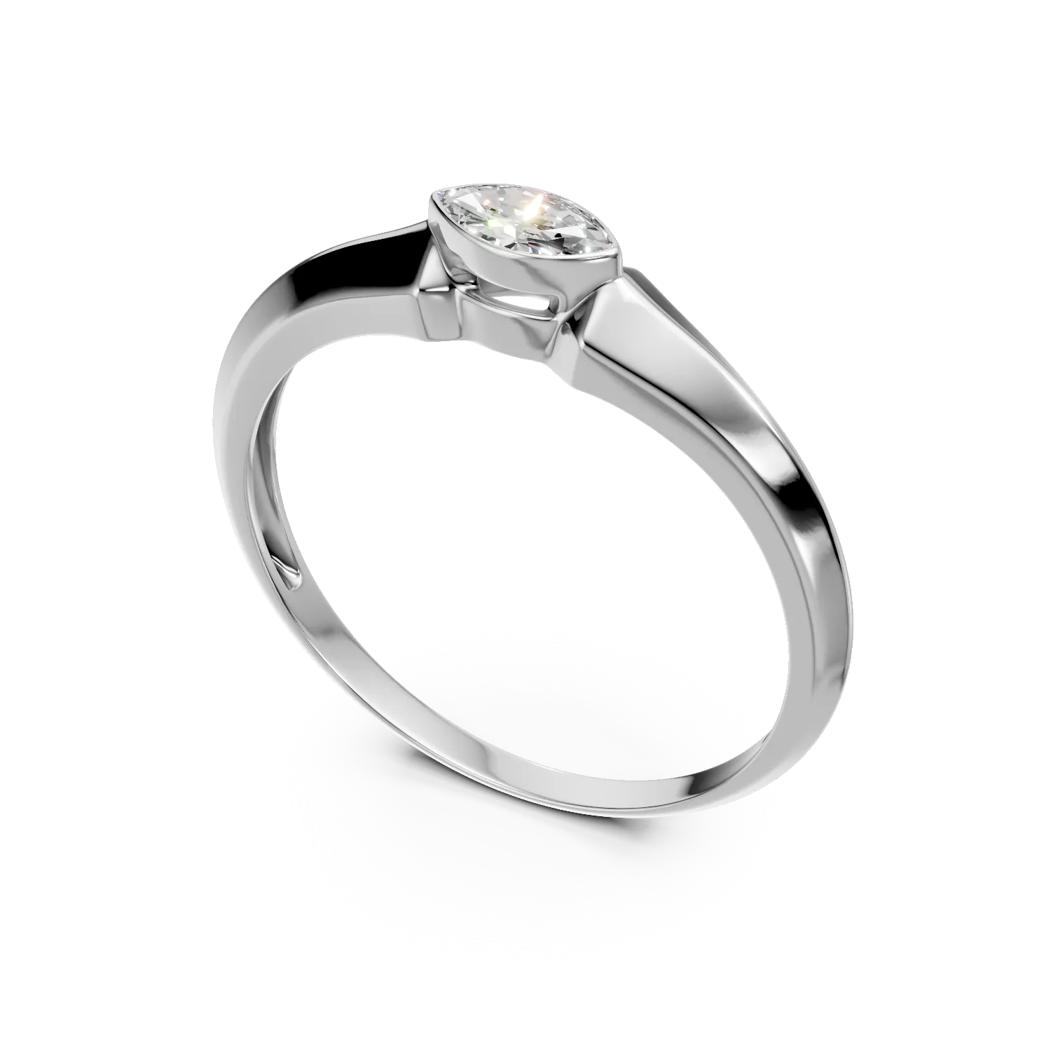 Inel din aur alb cu diamant solitaire de 0.1ct creat in laborator