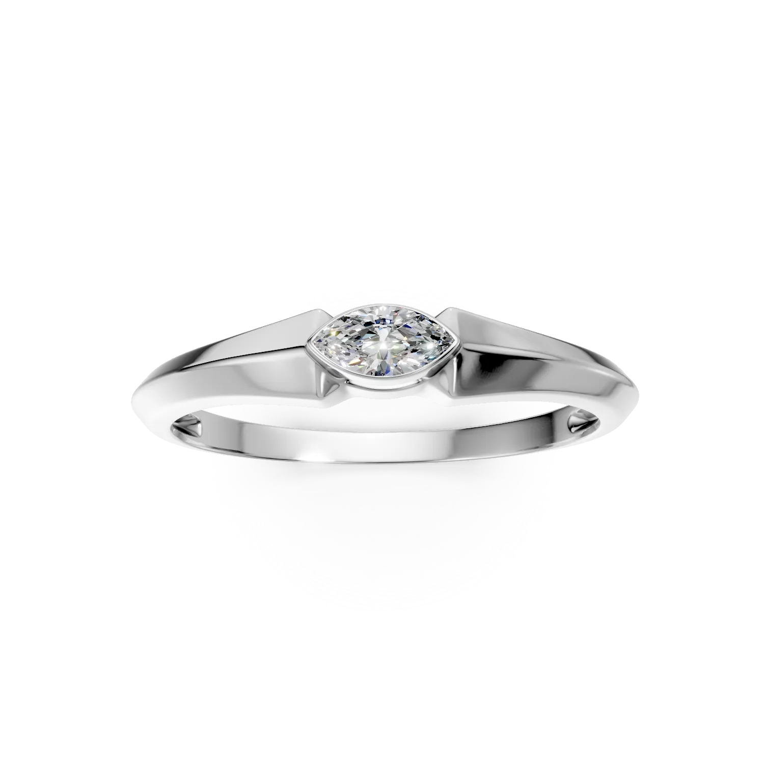 Inel din aur alb cu diamant solitaire de 0.1ct creat in laborator