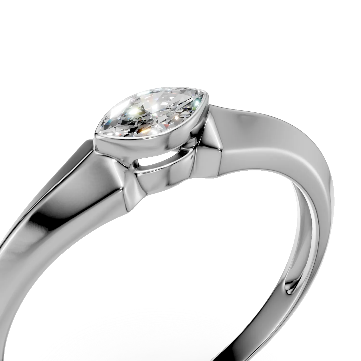 Inel din aur alb cu diamant solitaire de 0.1ct creat in laborator