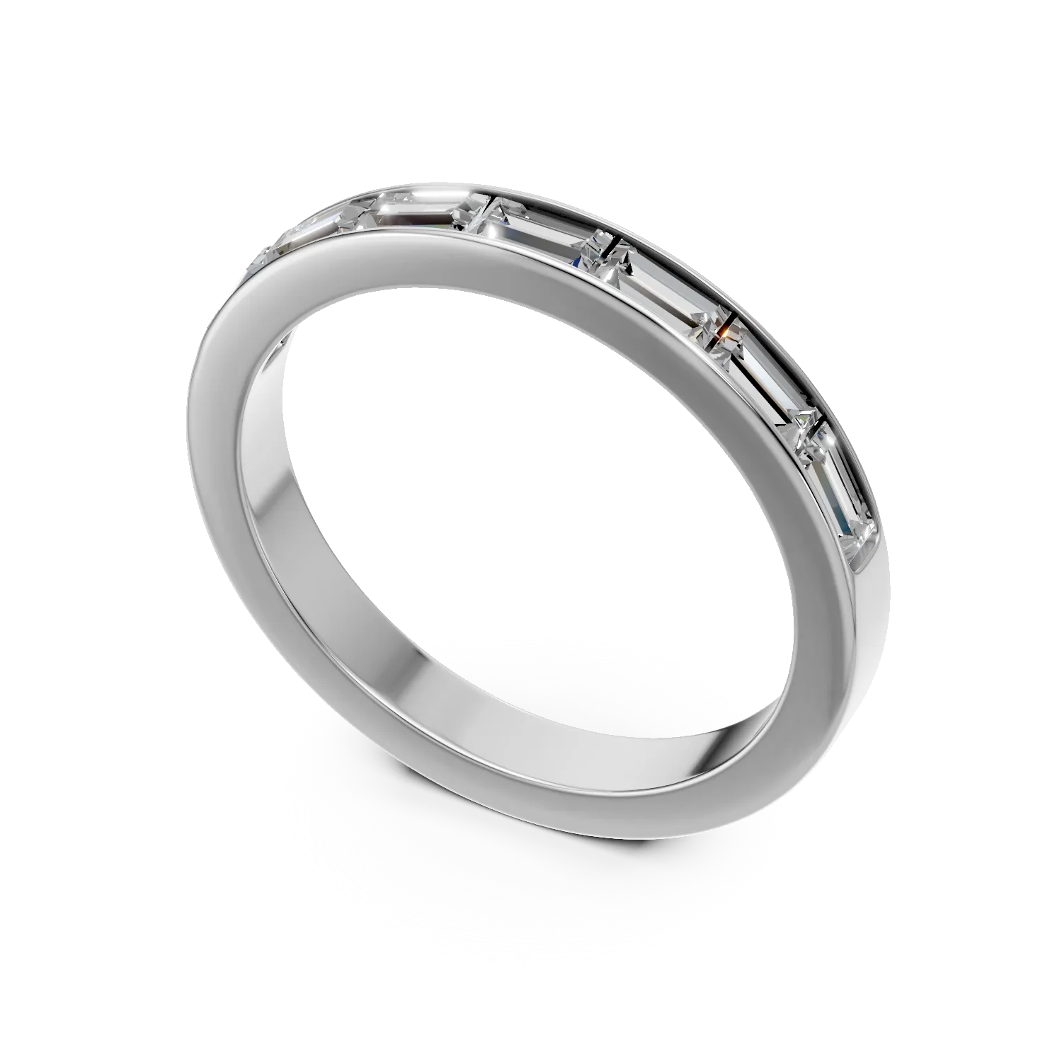 Inel semi eternity din aur alb cu diamante de 0.6ct create in laborator