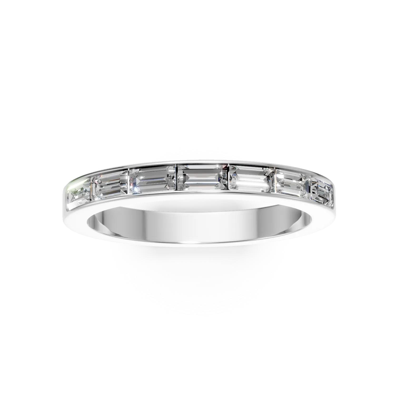 Inel semi eternity din aur alb cu diamante de 0.6ct create in laborator
