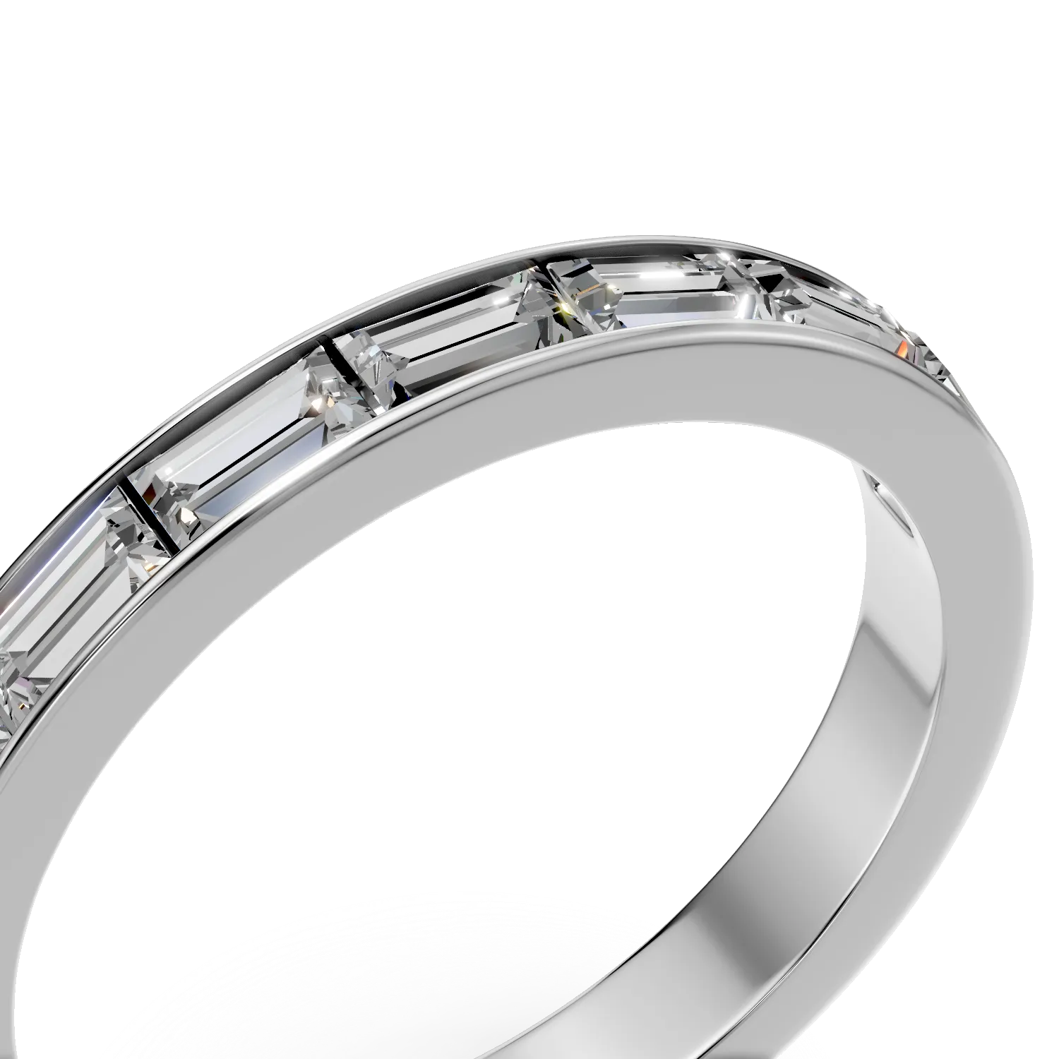 Inel semi eternity din aur alb cu diamante de 0.6ct create in laborator
