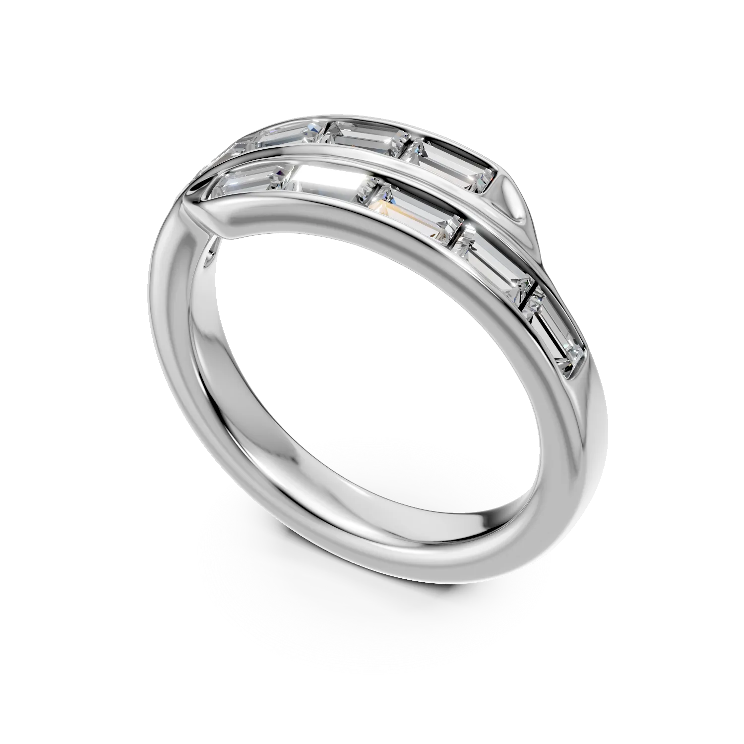 Inel semi eternity din aur alb cu diamante de 1ct create in laborator